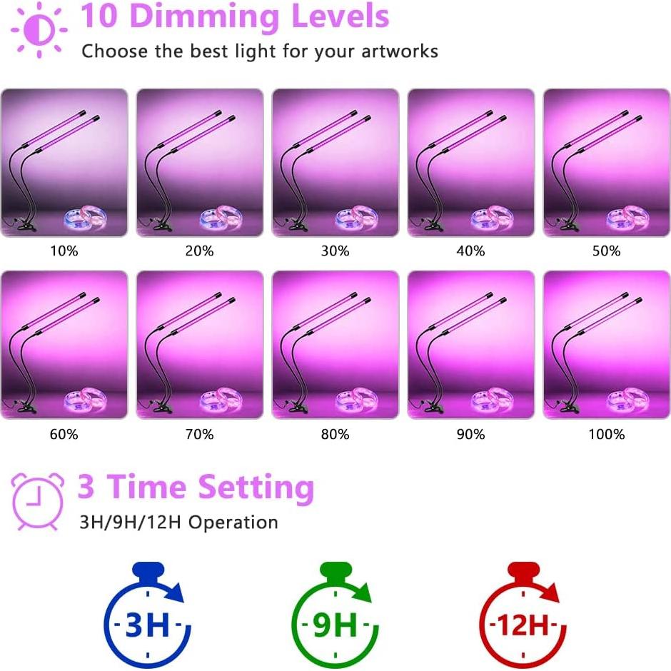 Lámpara UV Negra LED Doble Cabeza 20W YGS-Tech USB Ajustable