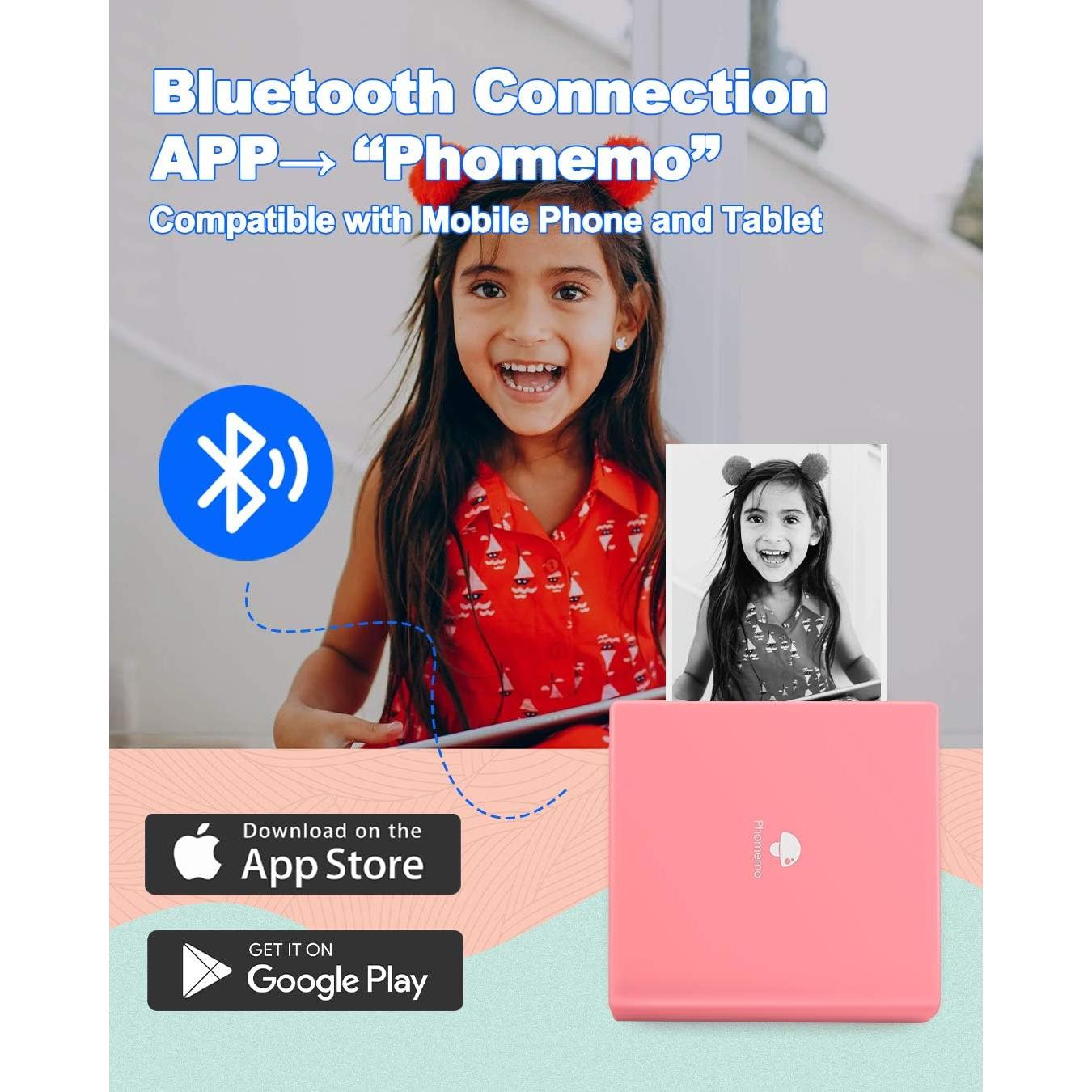 Impresora de Etiquetas Térmica Phomemo M02 Rosa Mini Bluetooth