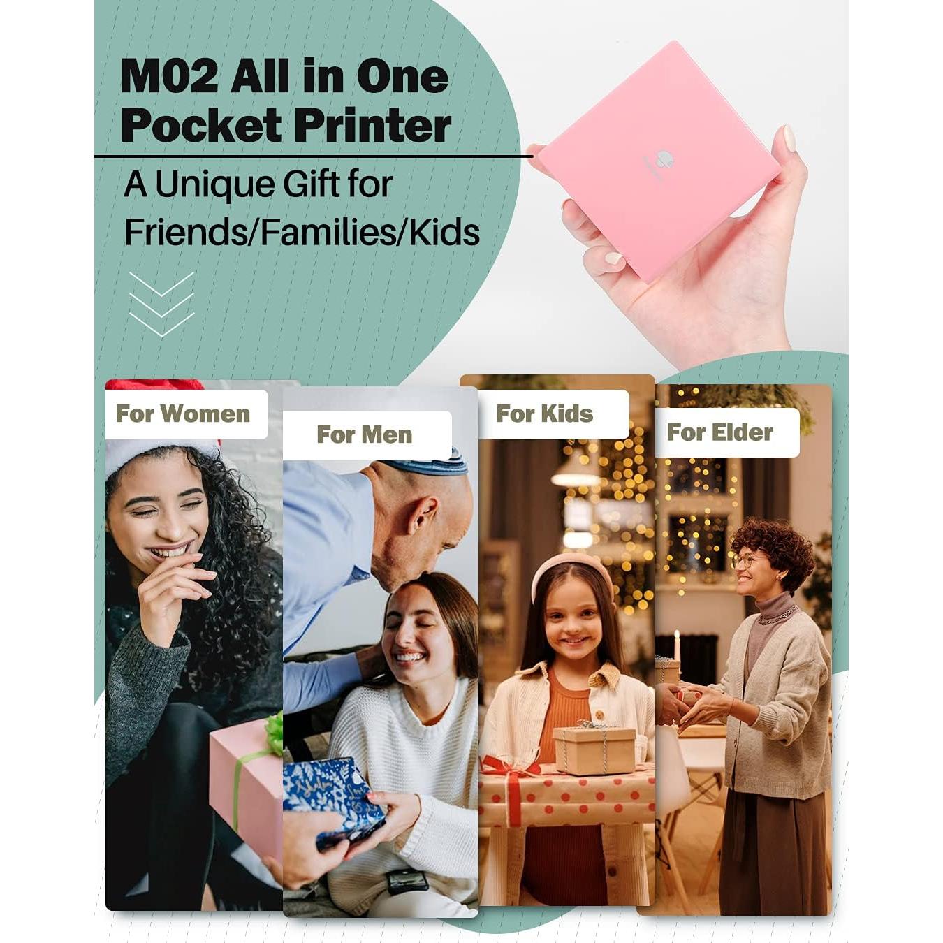 Impresora de Etiquetas Térmica Phomemo M02 Rosa Mini Bluetooth