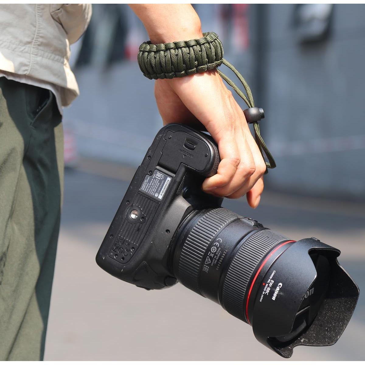 Correa de Muñeca Paracord Verde Militar para Cámara DSLR y Acción