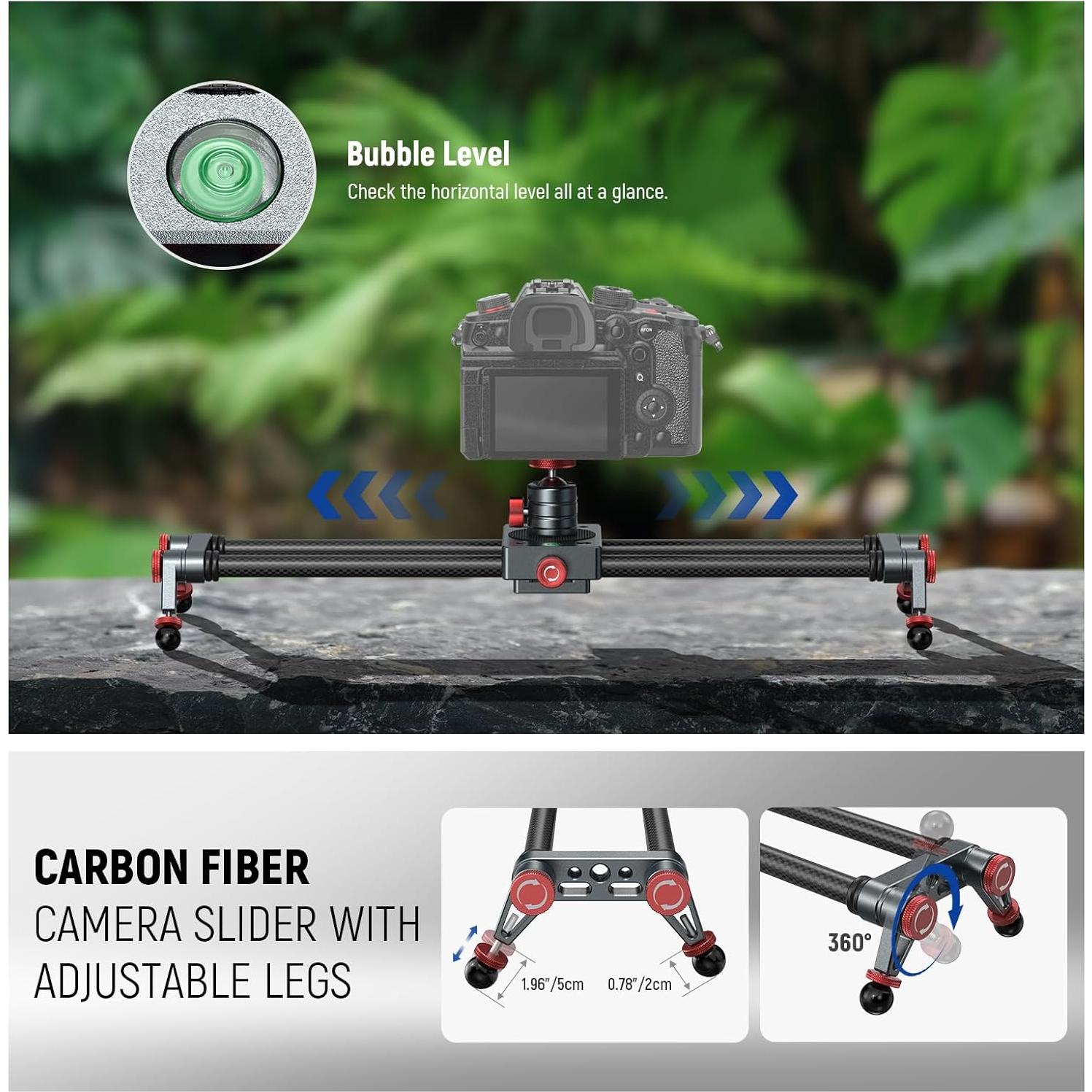 Deslizador de Cámara NEEWER CS1M 40cm Fibra de Carbono Ajustable