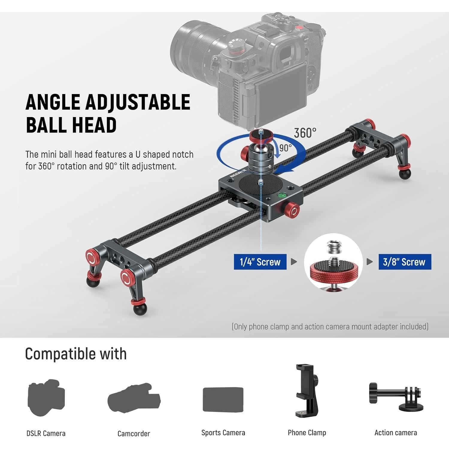 Deslizador de Cámara NEEWER CS1M 40cm Fibra de Carbono Ajustable