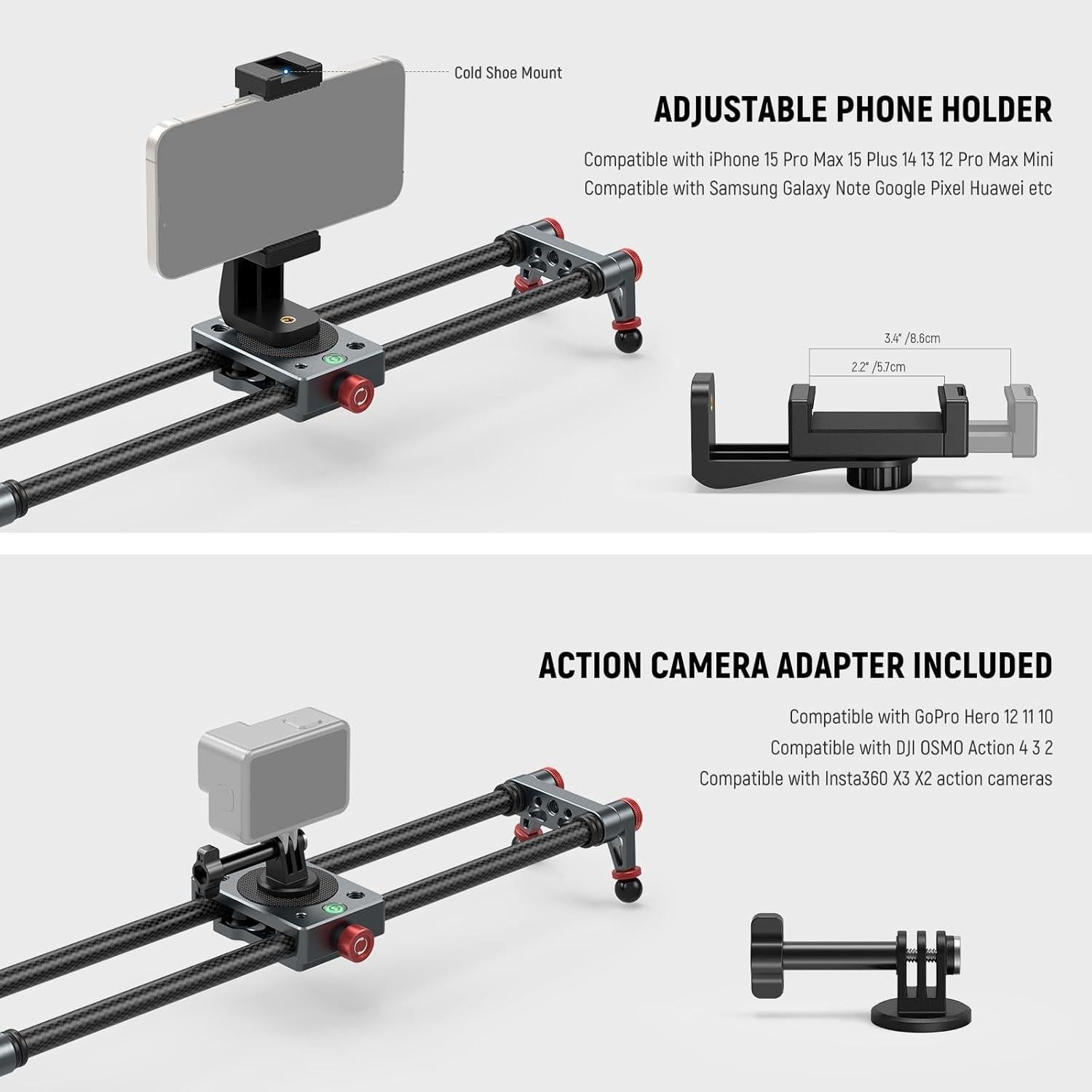 Deslizador de Cámara NEEWER CS1M 40cm Fibra de Carbono Ajustable