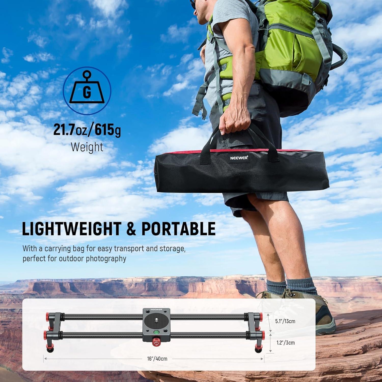 Deslizador de Cámara NEEWER CS1M 40cm Fibra de Carbono Ajustable