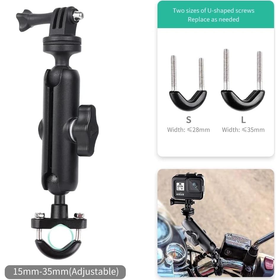 Soporte de cámara deportiva KARUIZI U-Manillares 360° para Moto