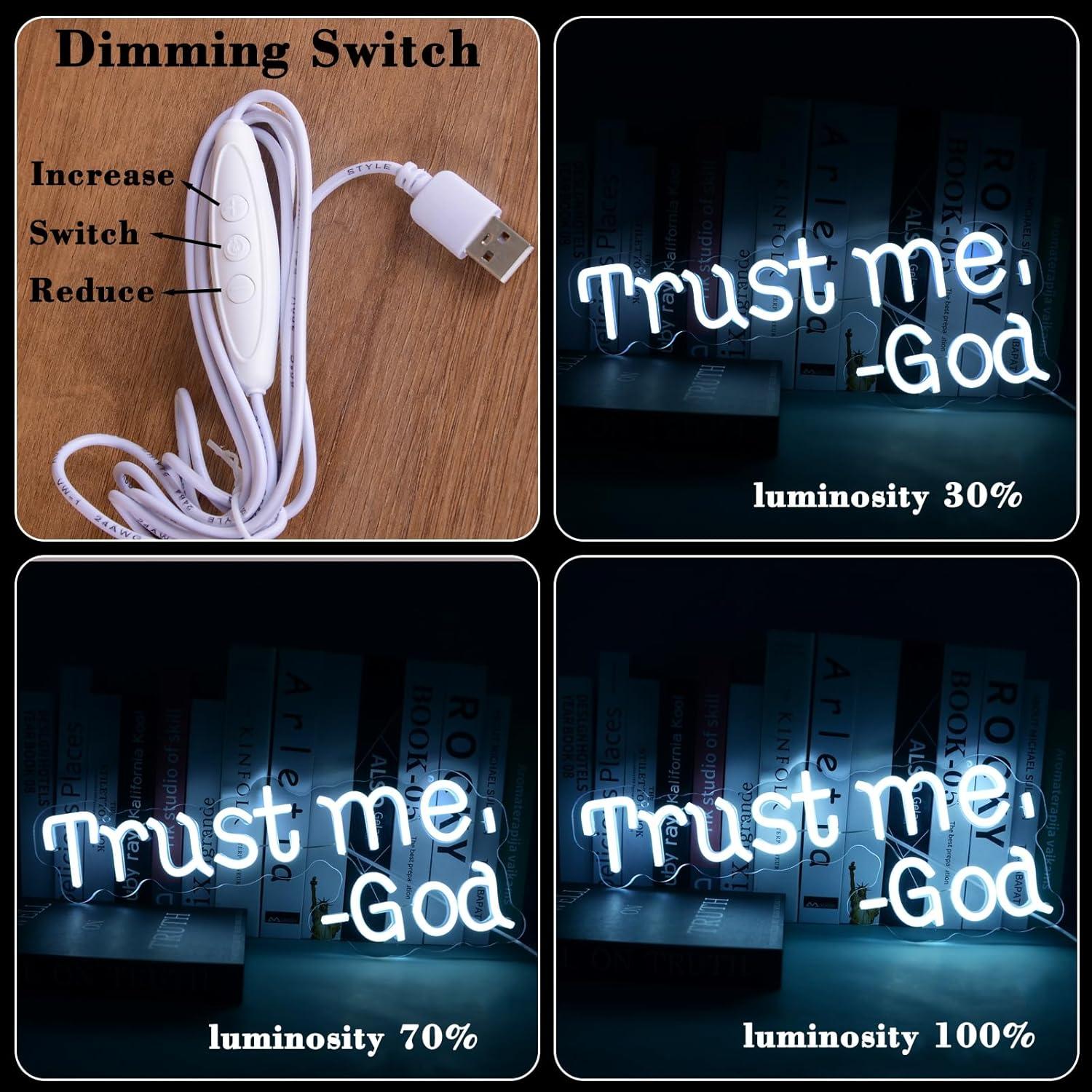 Letrero LED Neón Confía en Mí Dios 42.5x18cm Decoración