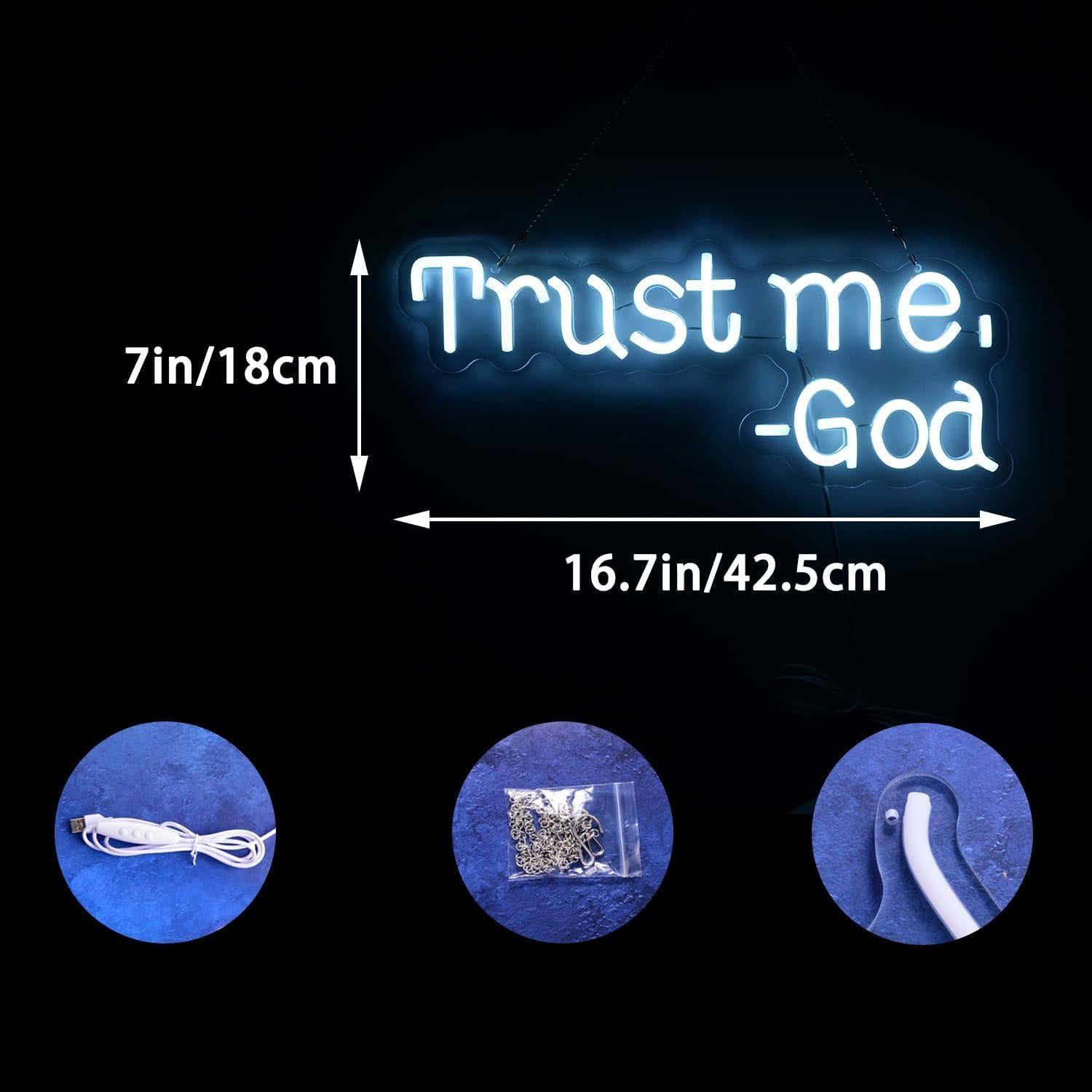 Letrero LED Neón Confía en Mí Dios 42.5x18cm Decoración
