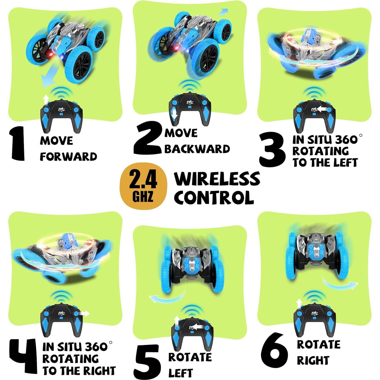 Coche RC Acrobático Paaxido 360° Doble Cara Azul