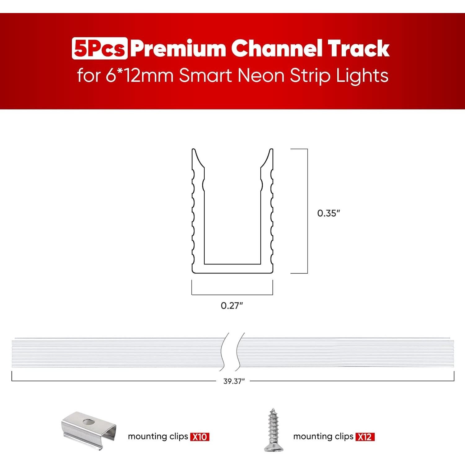 Soporte de Montaje Aluminio Shine Decor 1M para Luces LED 6x12mm