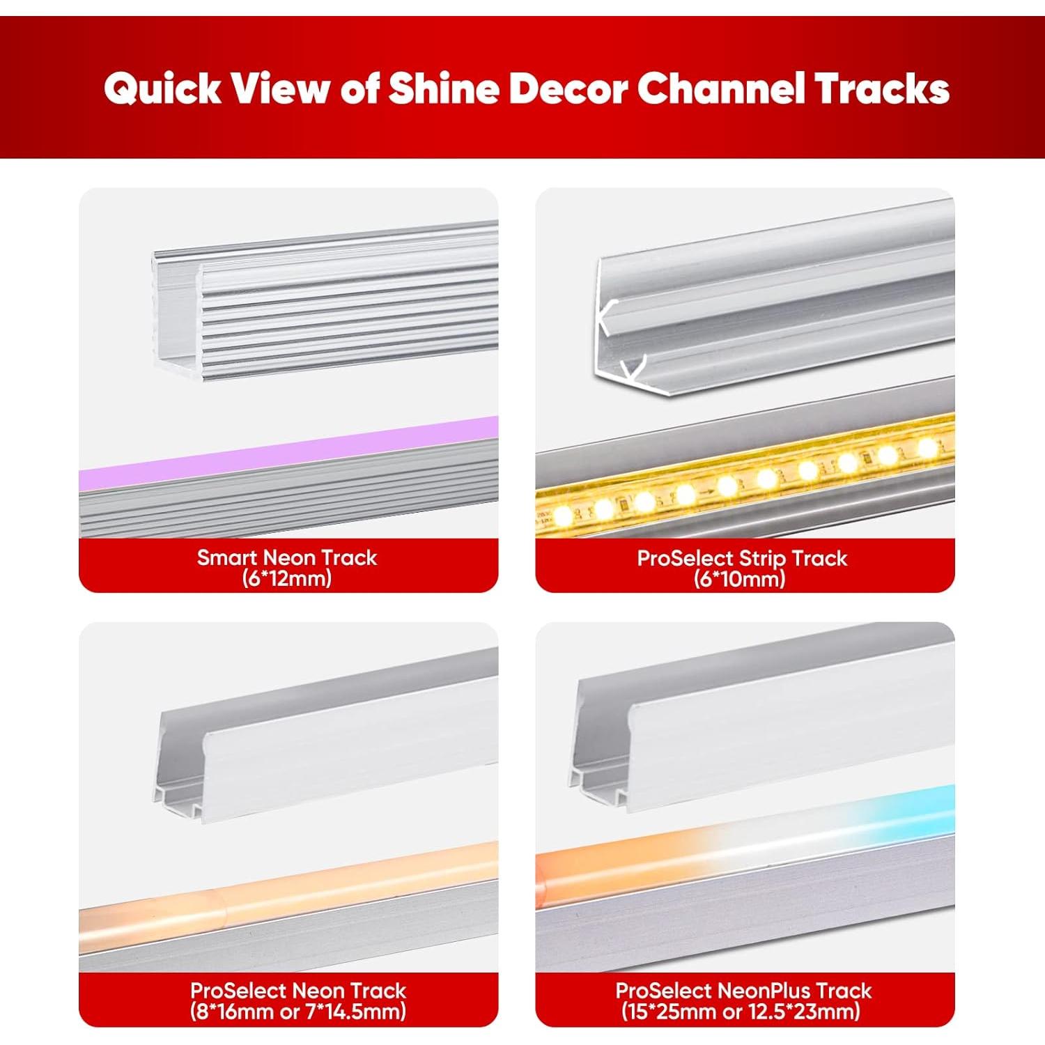 Soporte de Montaje Aluminio Shine Decor 1M para Luces LED 6x12mm