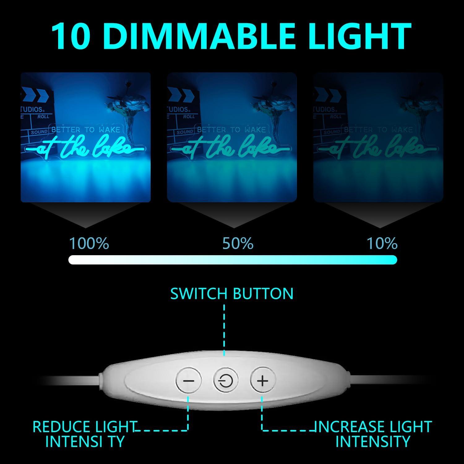 Letrero Neón Decorativo Dpaint Luz LED Ajustable Azul 30x10 cm