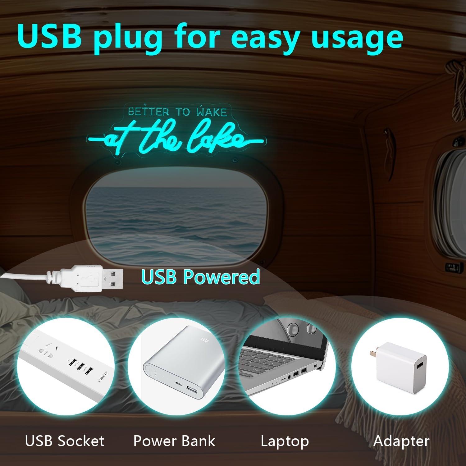 Letrero Neón Decorativo Dpaint Luz LED Ajustable Azul 30x10 cm