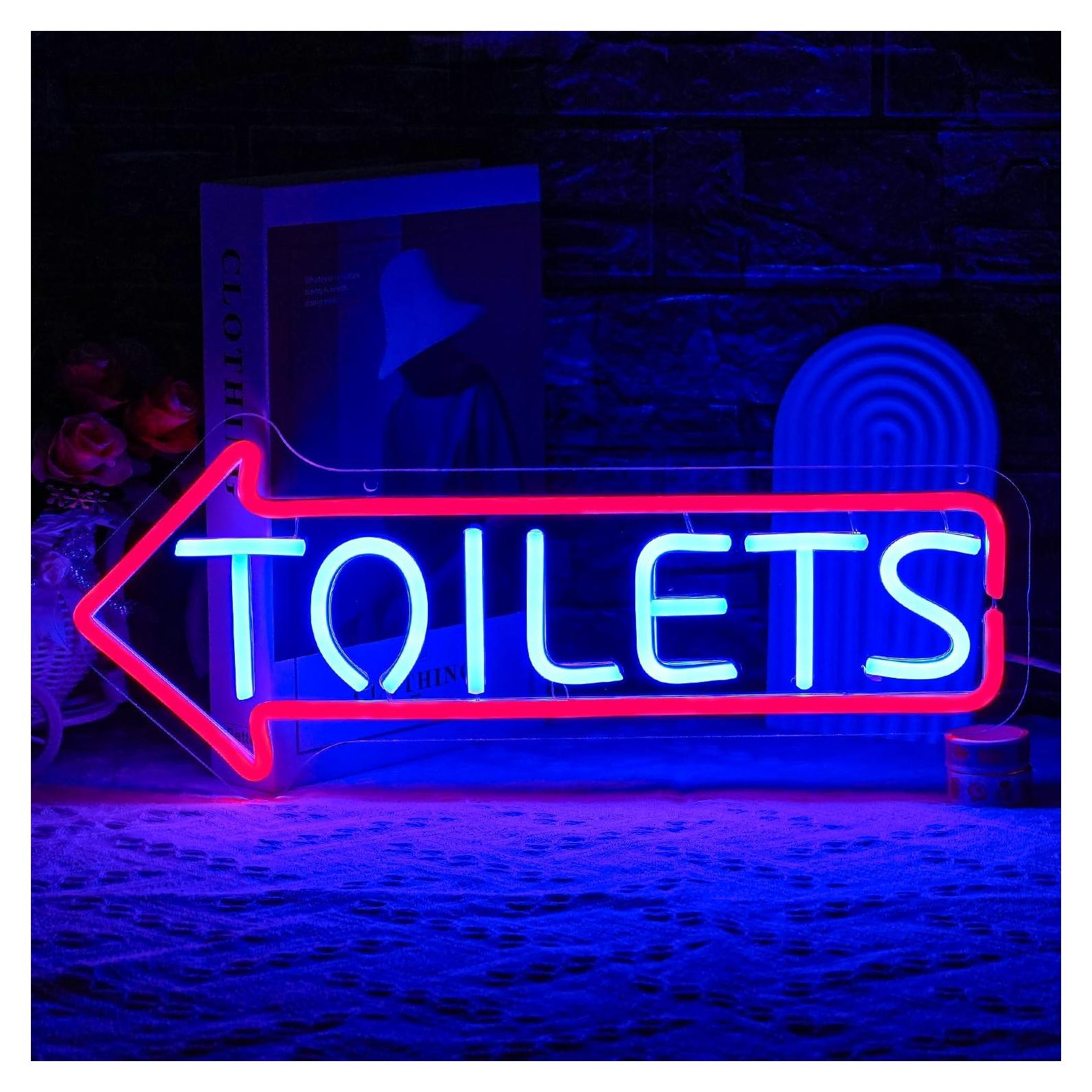 Letrero de Neón LED Baños LULANMP 42.9x17 cm Ajustable