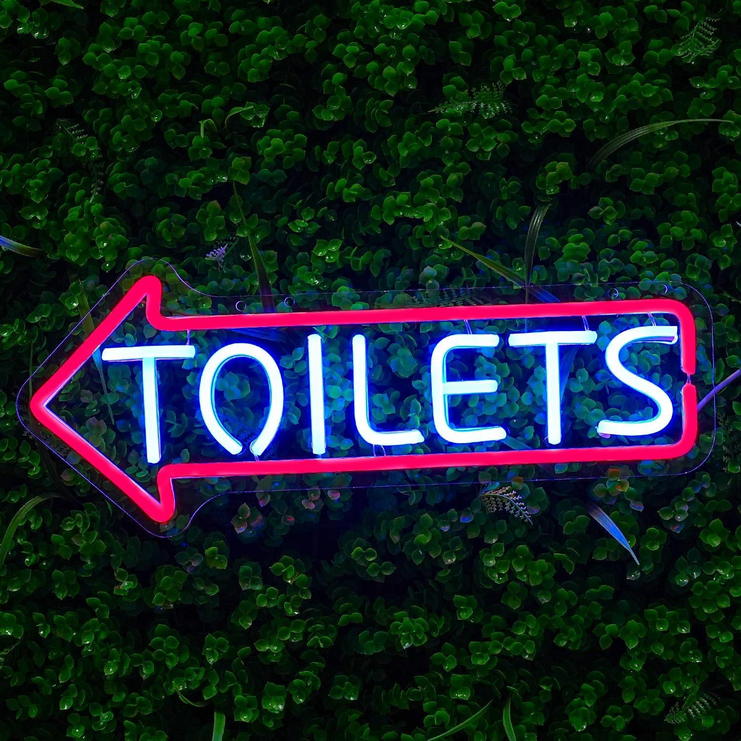 Letrero de Neón LED Baños LULANMP 42.9x17 cm Ajustable