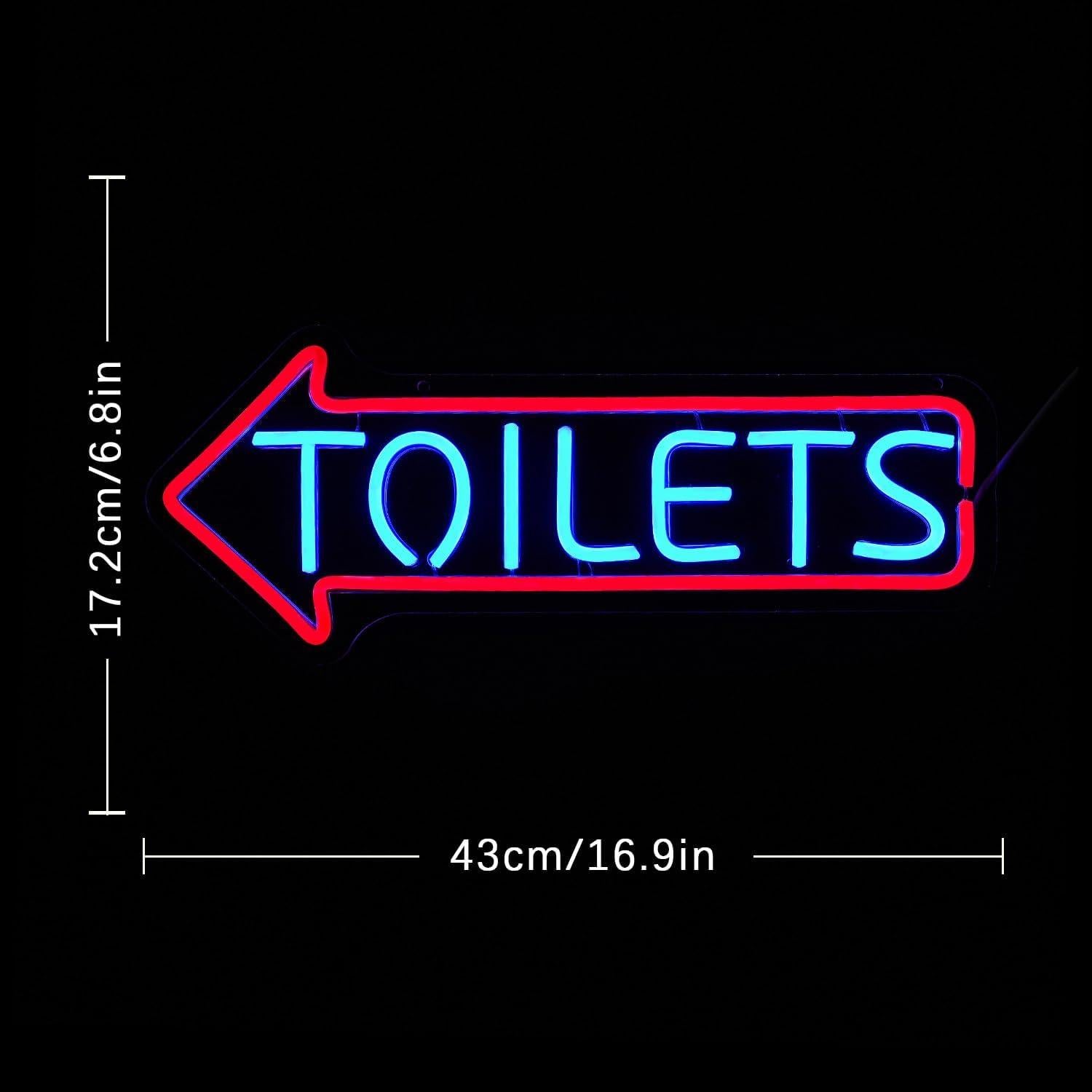 Letrero de Neón LED Baños LULANMP 42.9x17 cm Ajustable