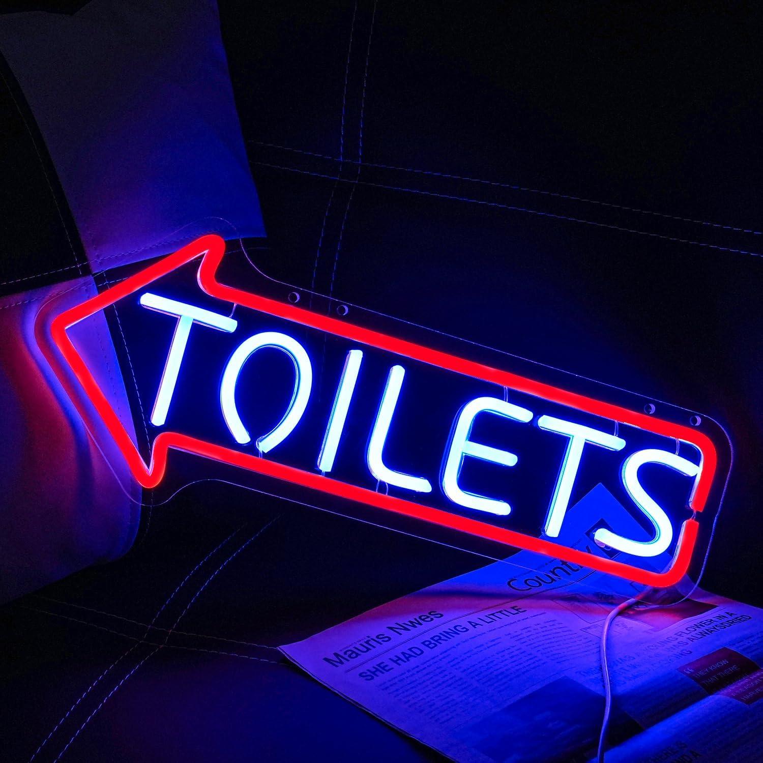 Letrero de Neón LED Baños LULANMP 42.9x17 cm Ajustable