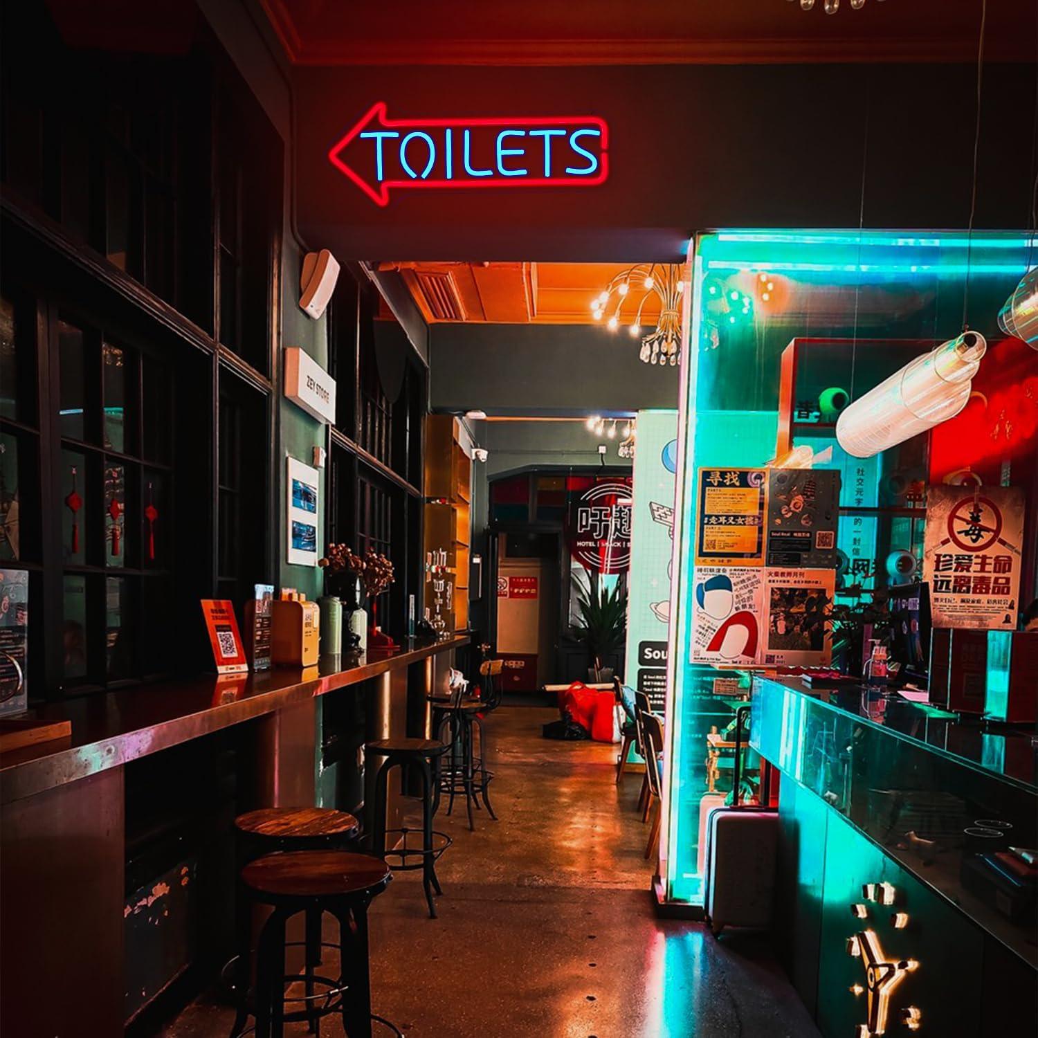 Letrero de Neón LED Baños LULANMP 42.9x17 cm Ajustable