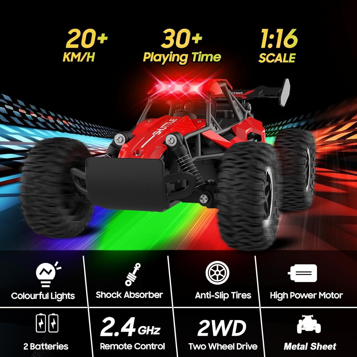 Coche RC Monstruo SZJJX 2WD 20 KM/H LED 3+ Rojo