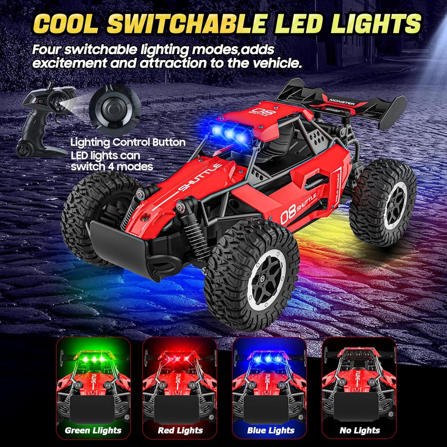 Coche RC Monstruo SZJJX 2WD 20 KM/H LED 3+ Rojo