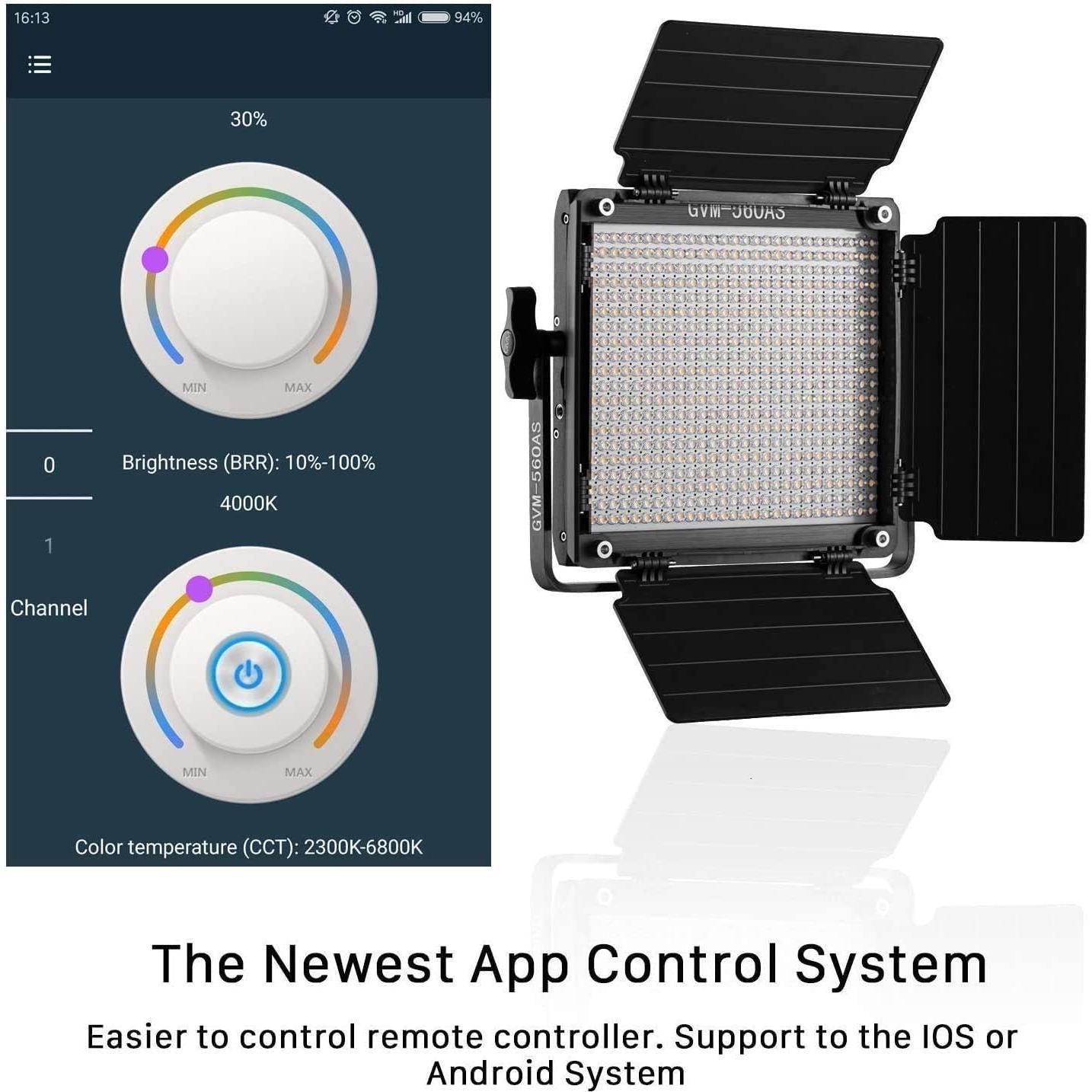 Luz de Video LED GVM 560 Bi-Color Regulable 2 Paquetes