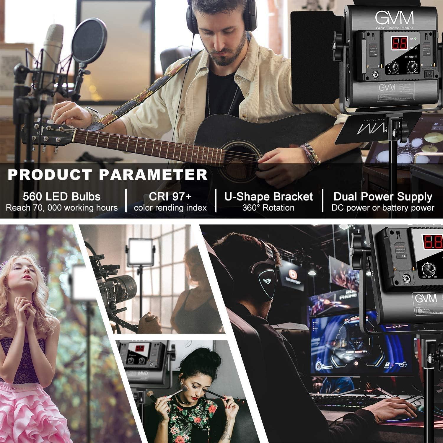 Luz de Video LED GVM 560 Bi-Color Regulable 2 Paquetes