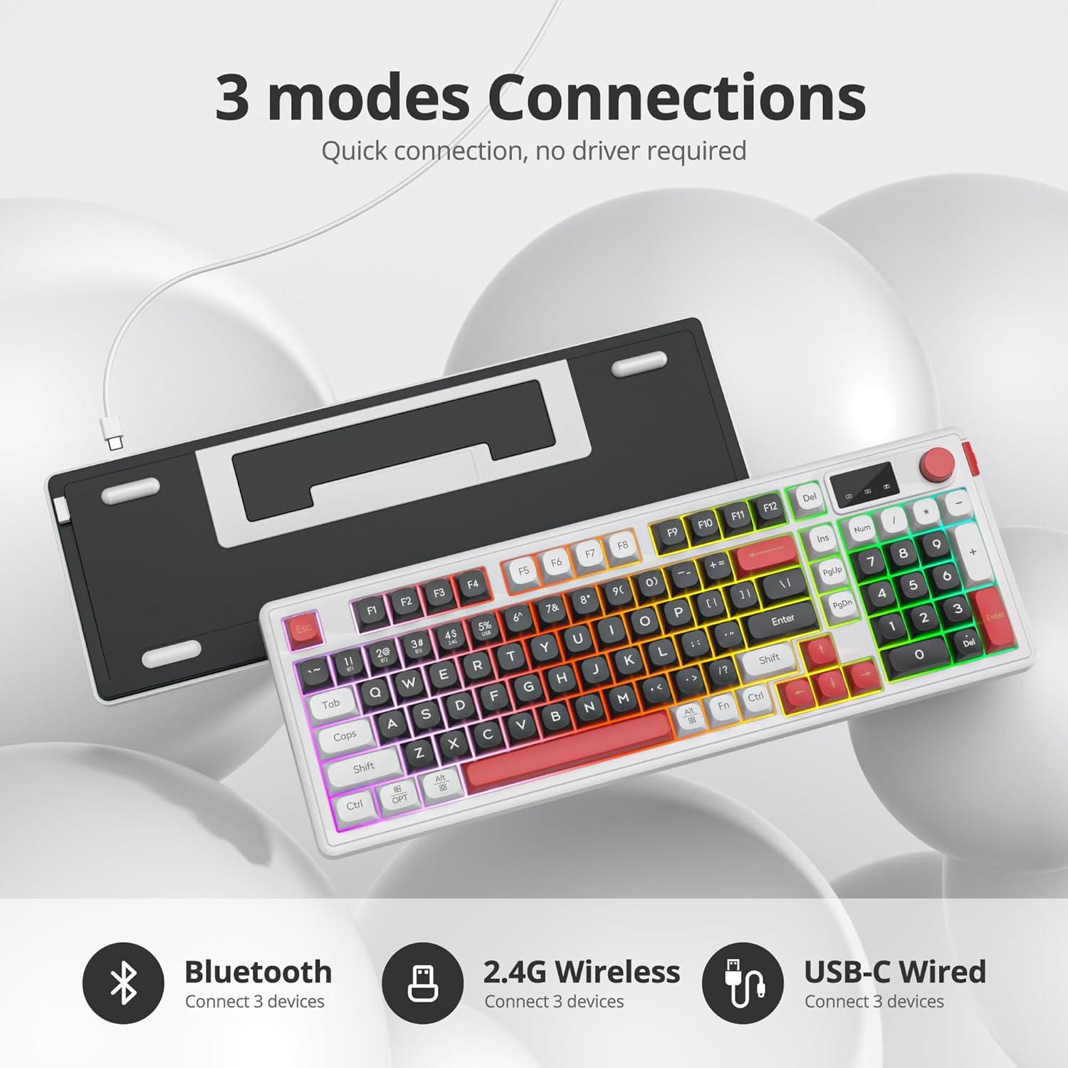 Teclado Inalámbrico RGB CJXSP 96% con Pantalla y Perilla