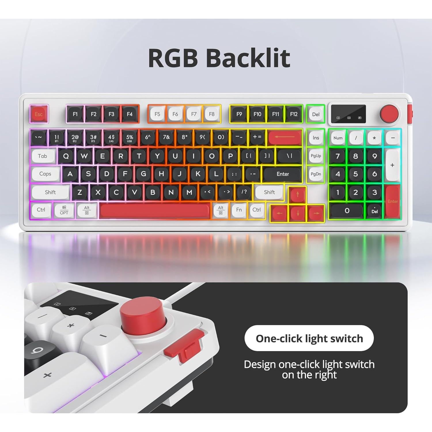 Teclado Inalámbrico RGB CJXSP 96% con Pantalla y Perilla