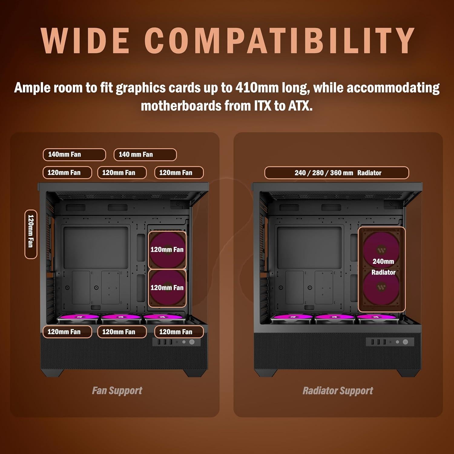 Caja de PC KEDIERS G7 ATX Negra con Ventiladores ARGB 5x120mm