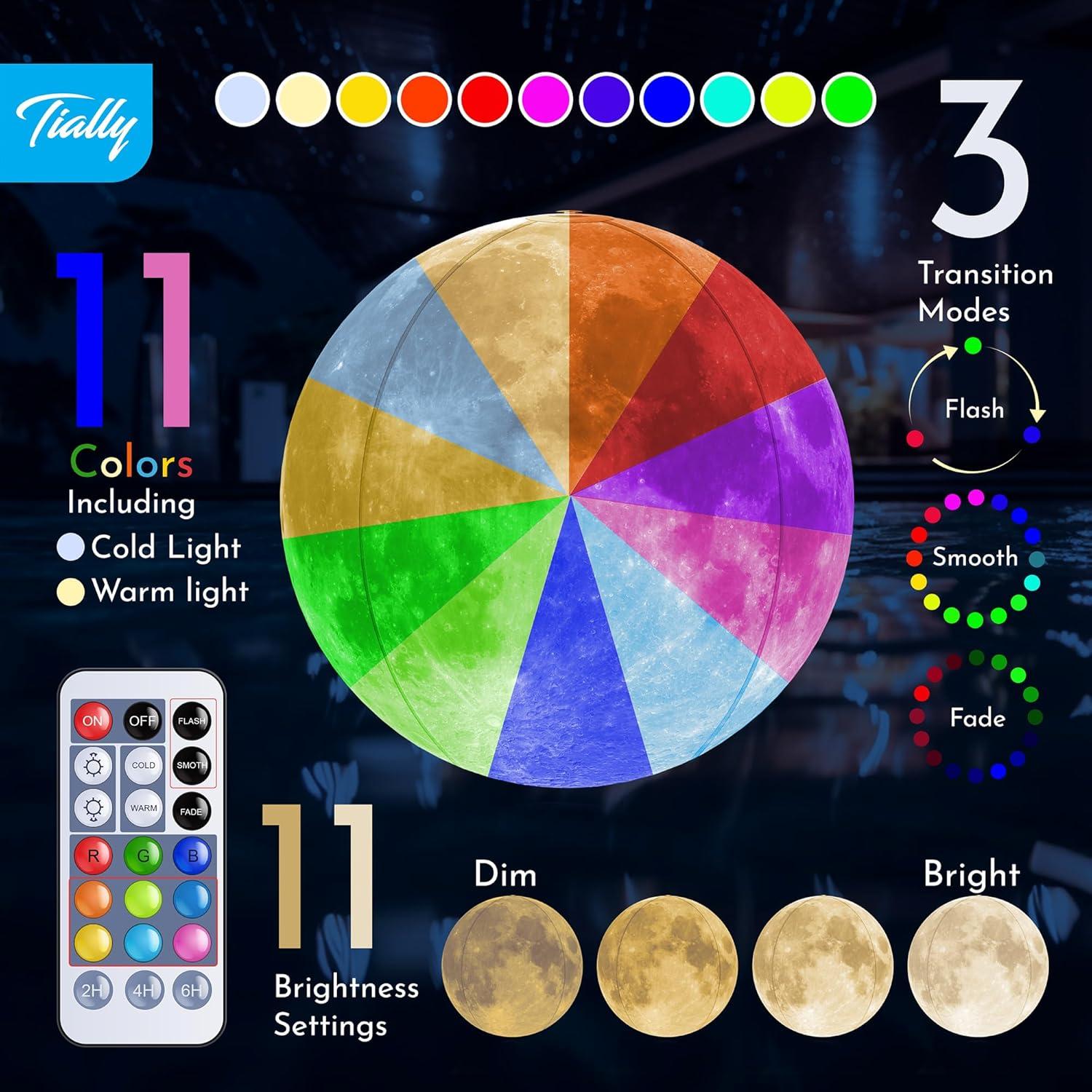 Luces de piscina flotantes TIALLY 16" solares RGB - 1 paquete