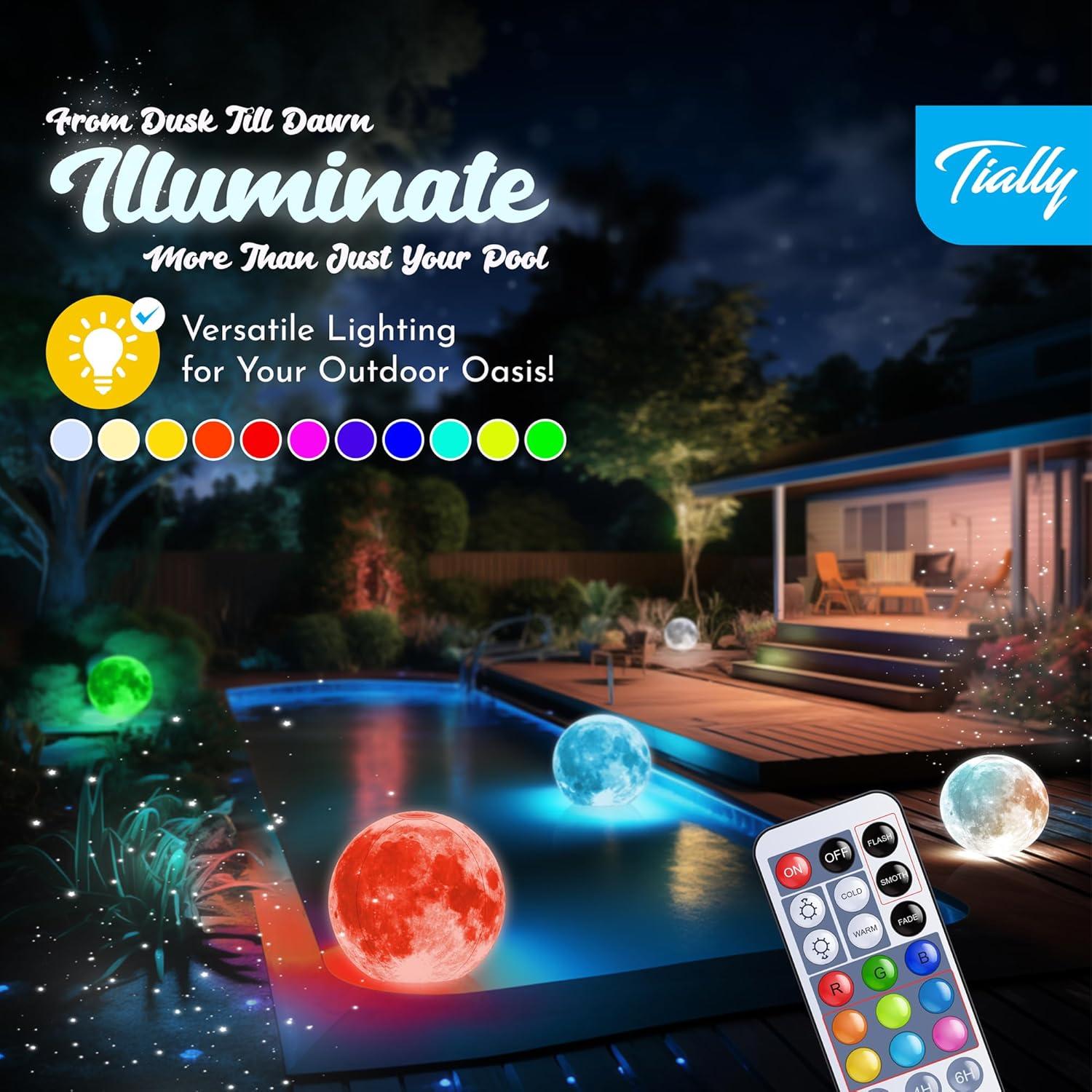 Luces de piscina flotantes TIALLY 16" solares RGB - 1 paquete