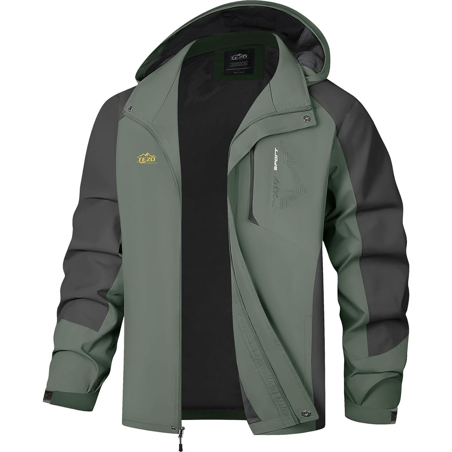Chaqueta de Lluvia TEZO Impermeable Hombre Verde Ejercito