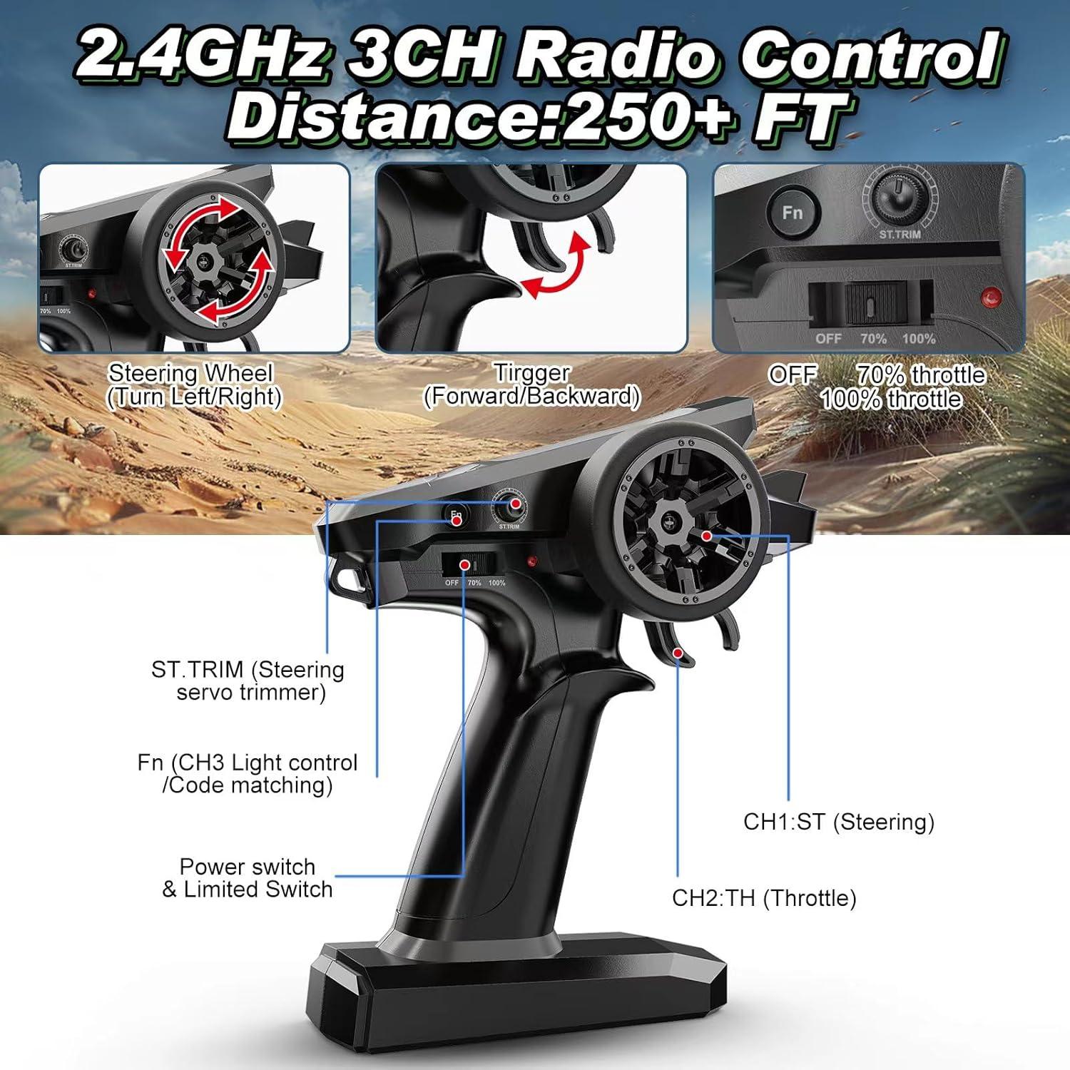 Coche RC Jetwood JC16W 4WD 1/16 Offroad 38 km/h 2 Baterías