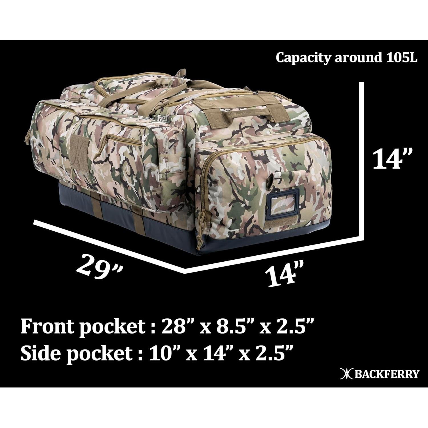 Bolsa Duffle Grande 105L BACKFERRY con Compartimento para Zapatos