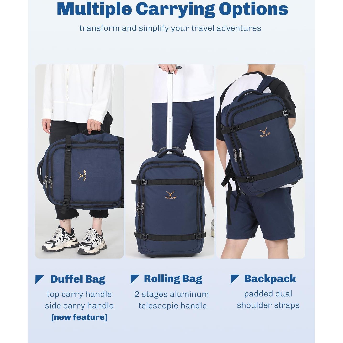 Mochila Rodante Hynes Eagle 42L Aprobada para Vuelo Azul