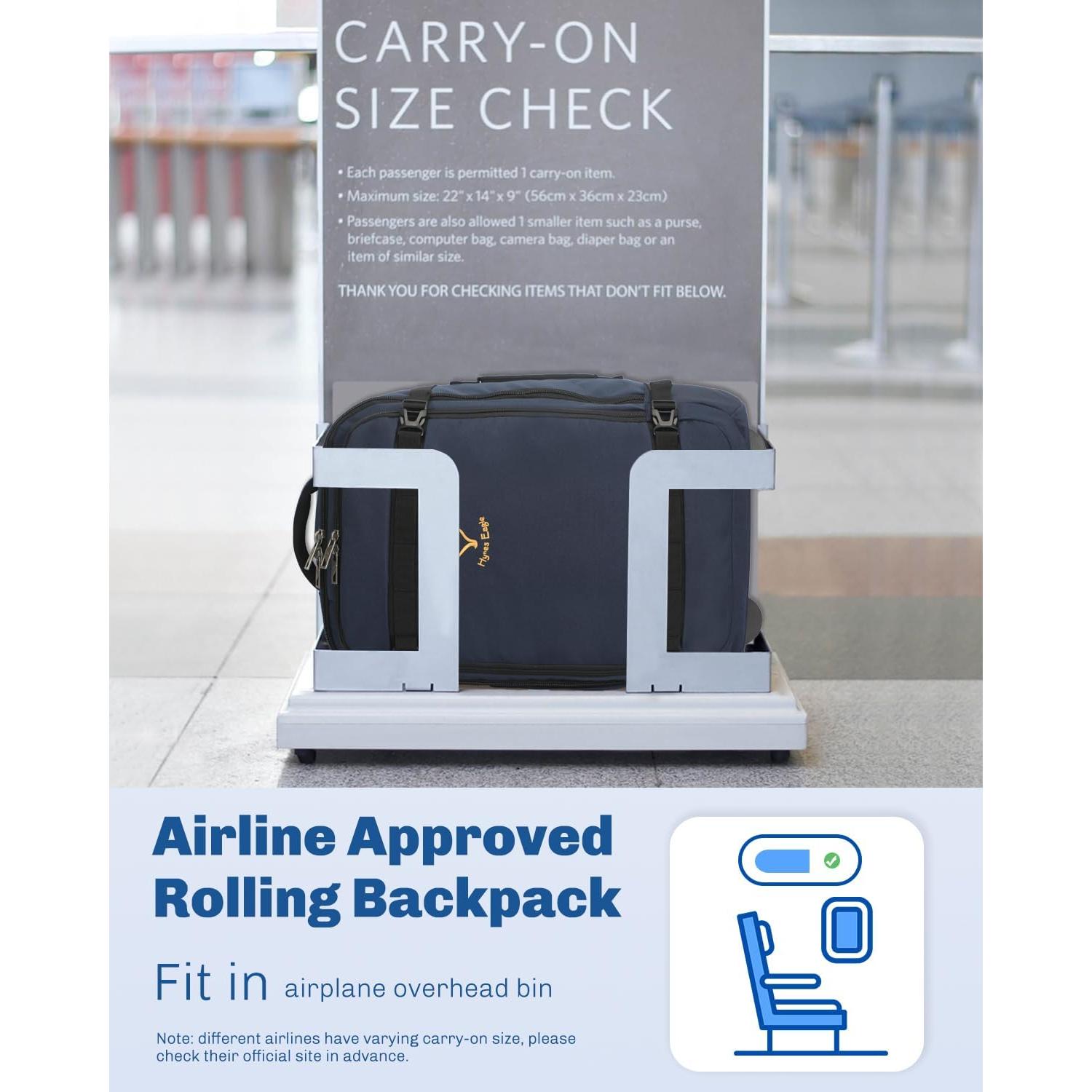 Mochila Rodante Hynes Eagle 42L Aprobada para Vuelo Azul