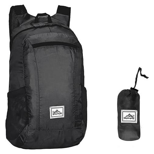 Mochila Plegable 20L Resistente al Agua para Senderismo - Negra
