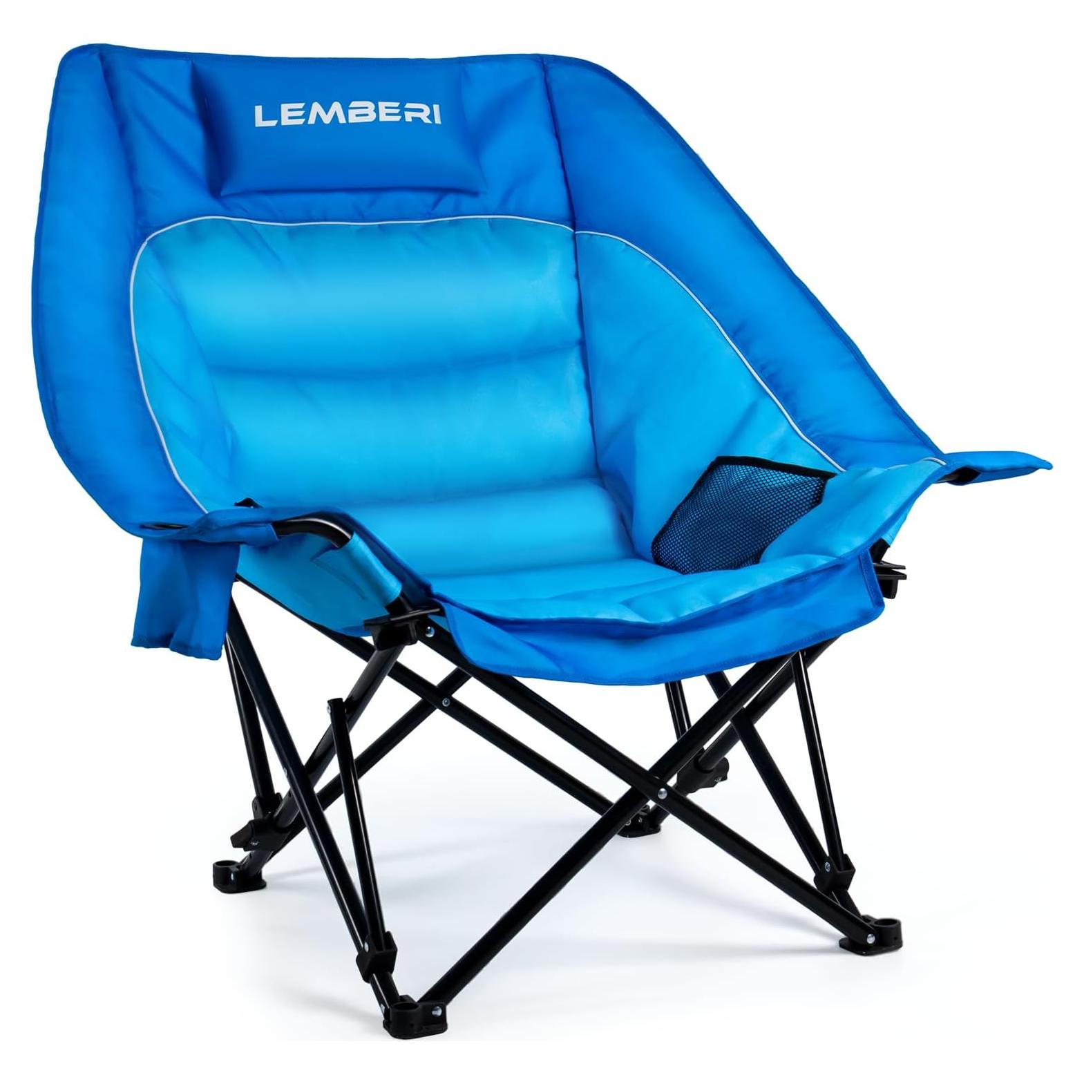 Silla de Camping Sobredimensionada PRETZI Azul 227kg 3 Niveles