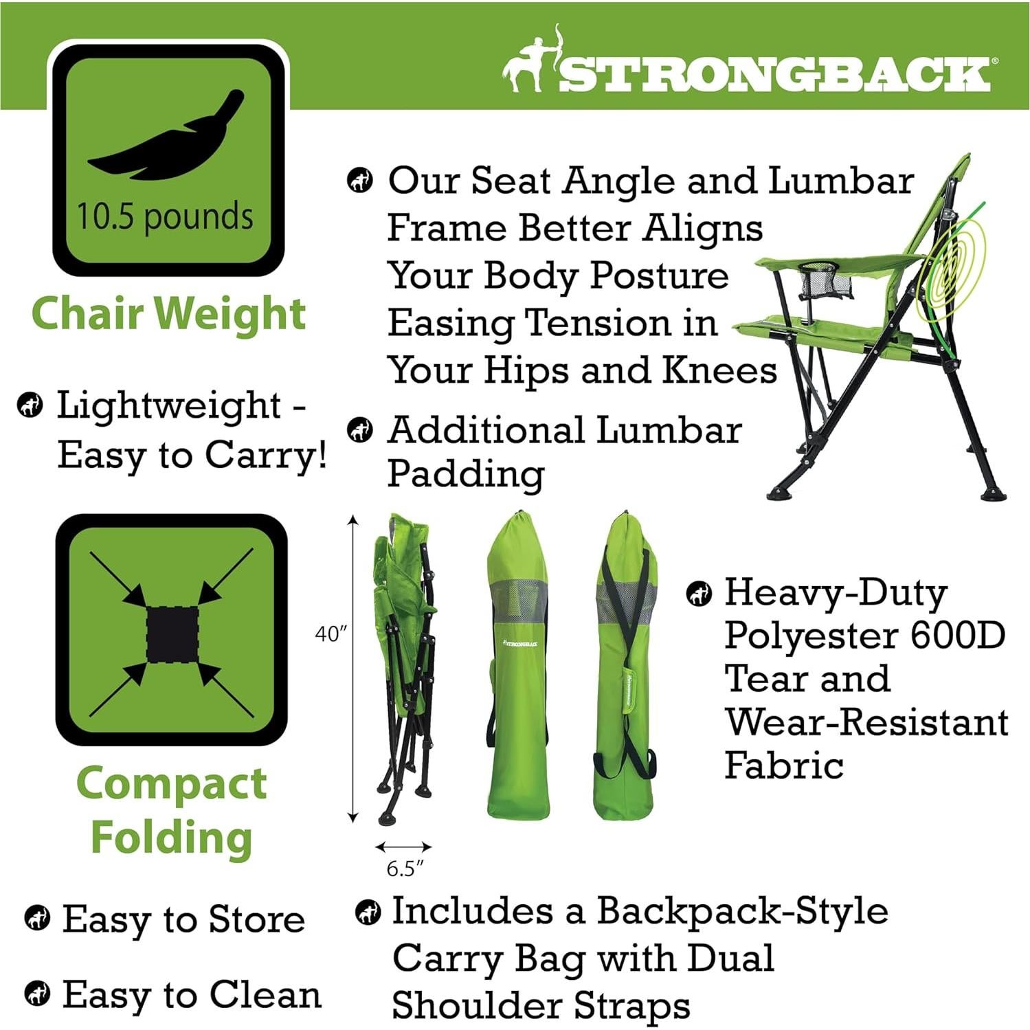 Silla de Camping Plegable STRONGBACK Guru con Soporte Lumbar