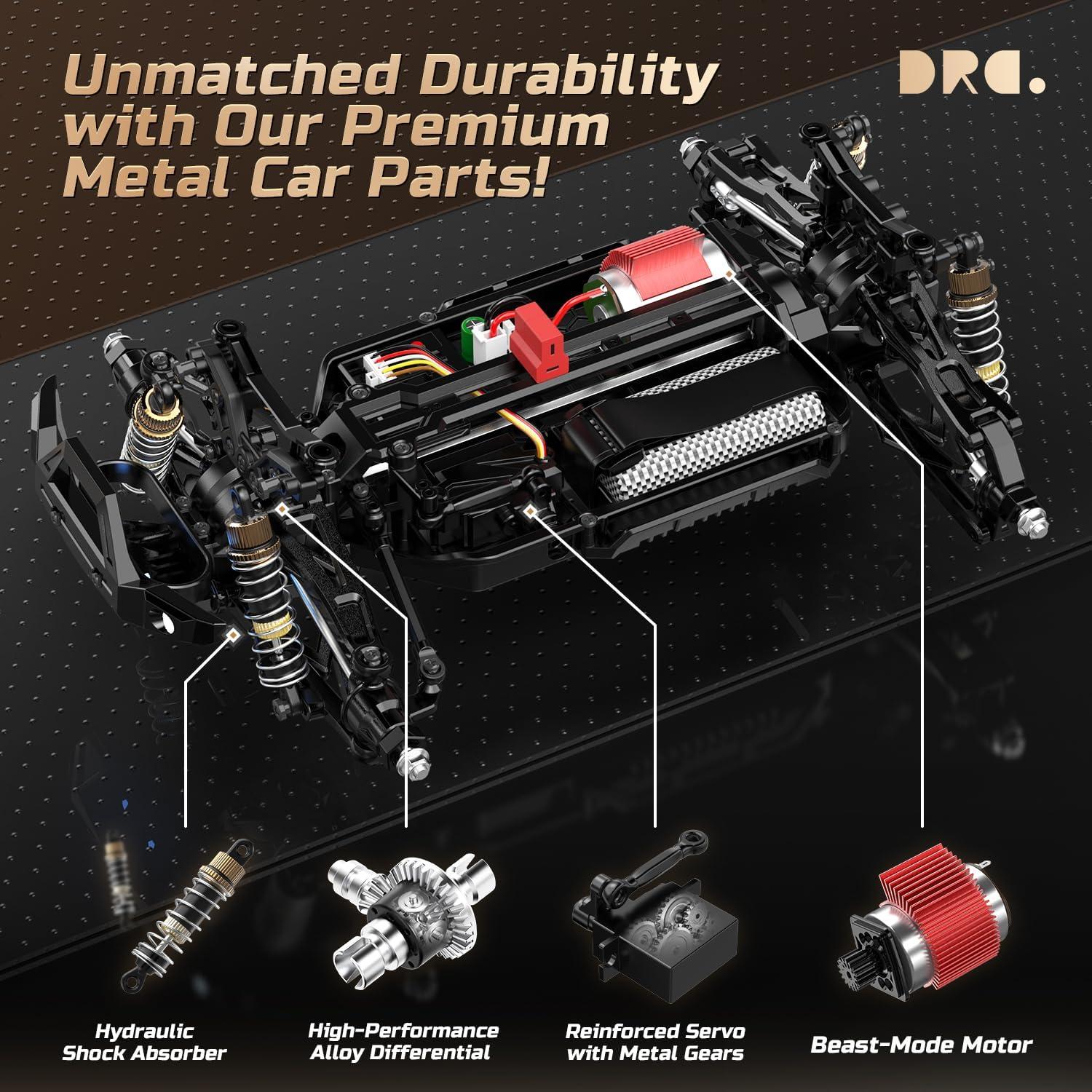 Coche RC DEERC 1:14 4x4 48KM/H con LED y 2 Baterías