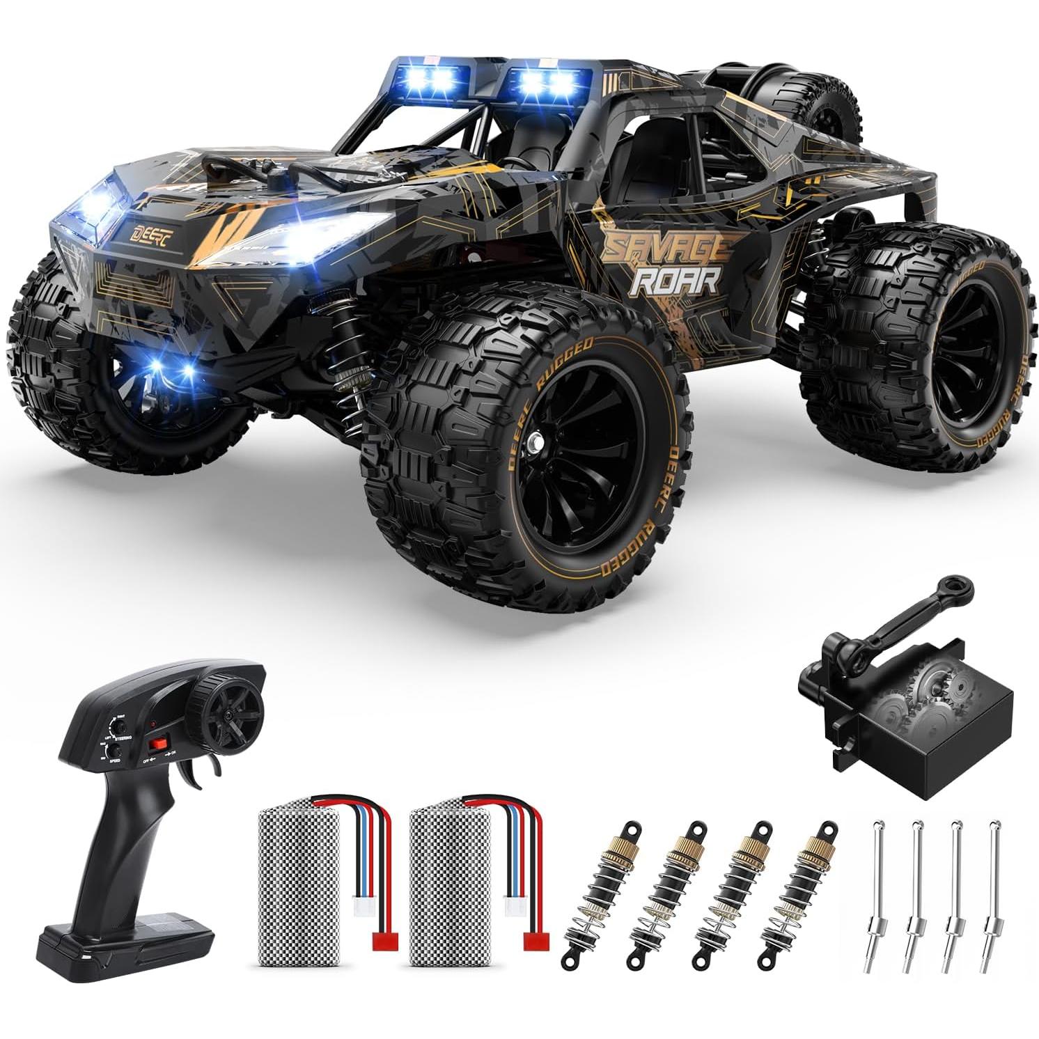 Coche RC DEERC 1:14 4x4 48KM/H con LED y 2 Baterías