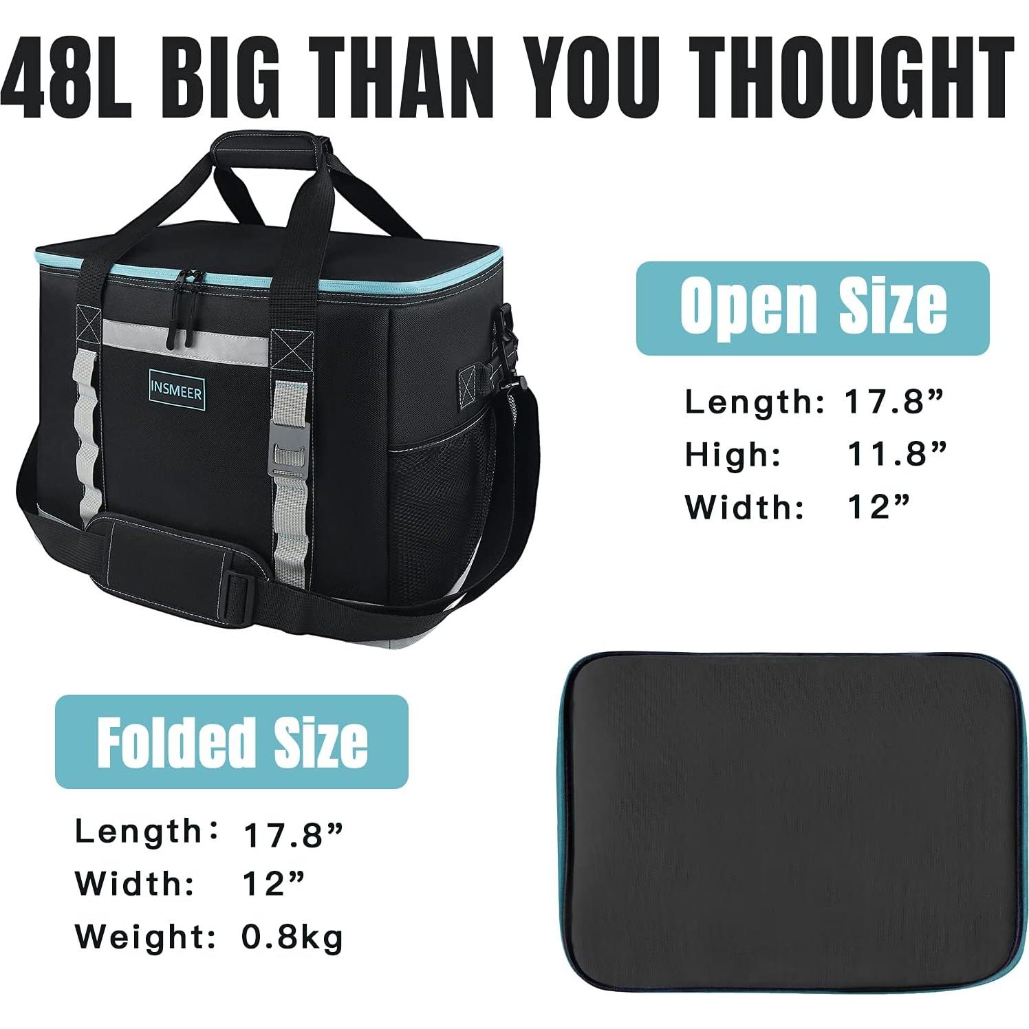 Bolsa Térmica Aislada INSMEER 48L Negra para Camping