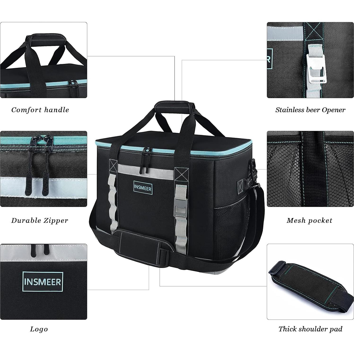 Bolsa Térmica Aislada INSMEER 48L Negra para Camping