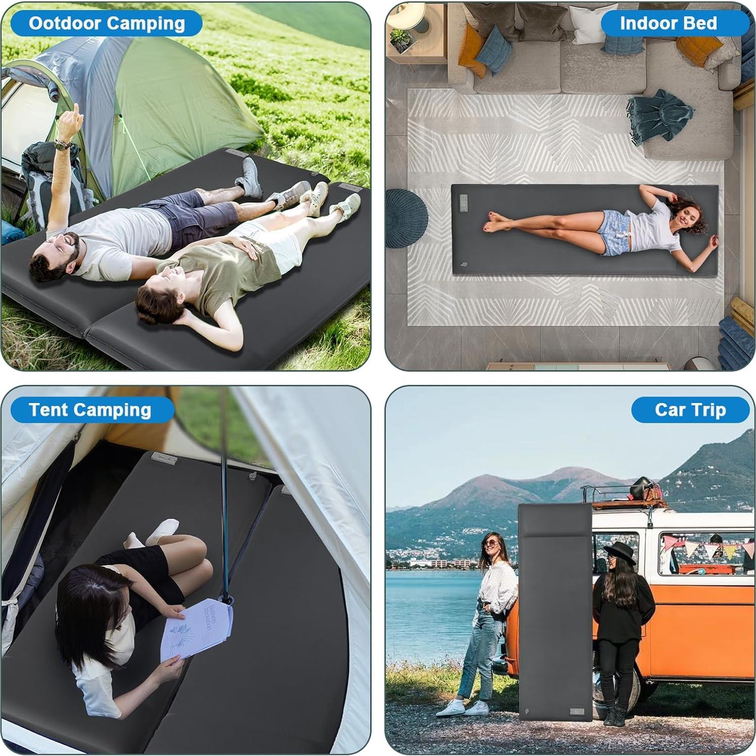 Colchoneta de Camping Autoinflable DOYXC 200x70 cm Espuma Memoria