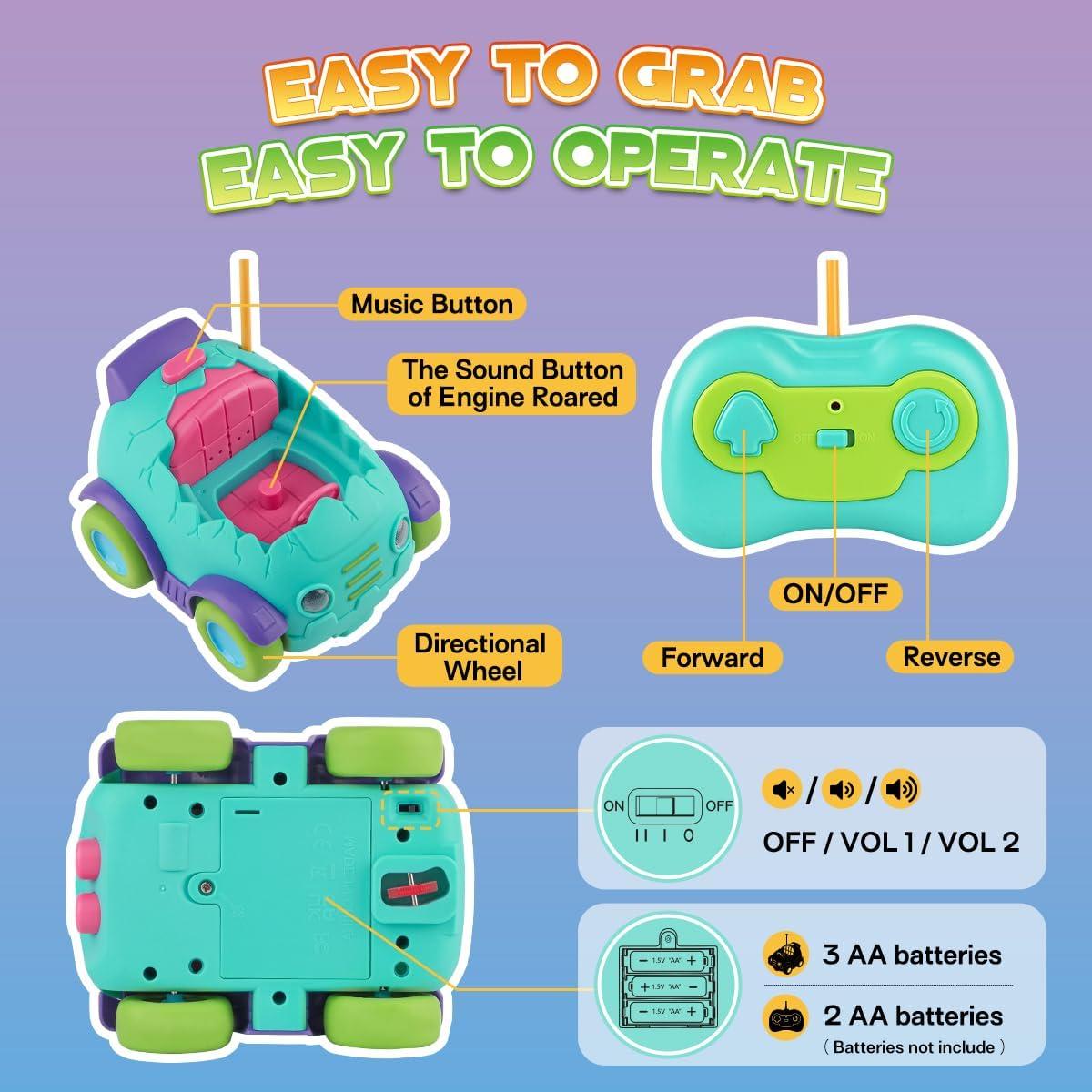 Coche RC Nueplay T-Rex y Triceratops para Niños 2-5 Años