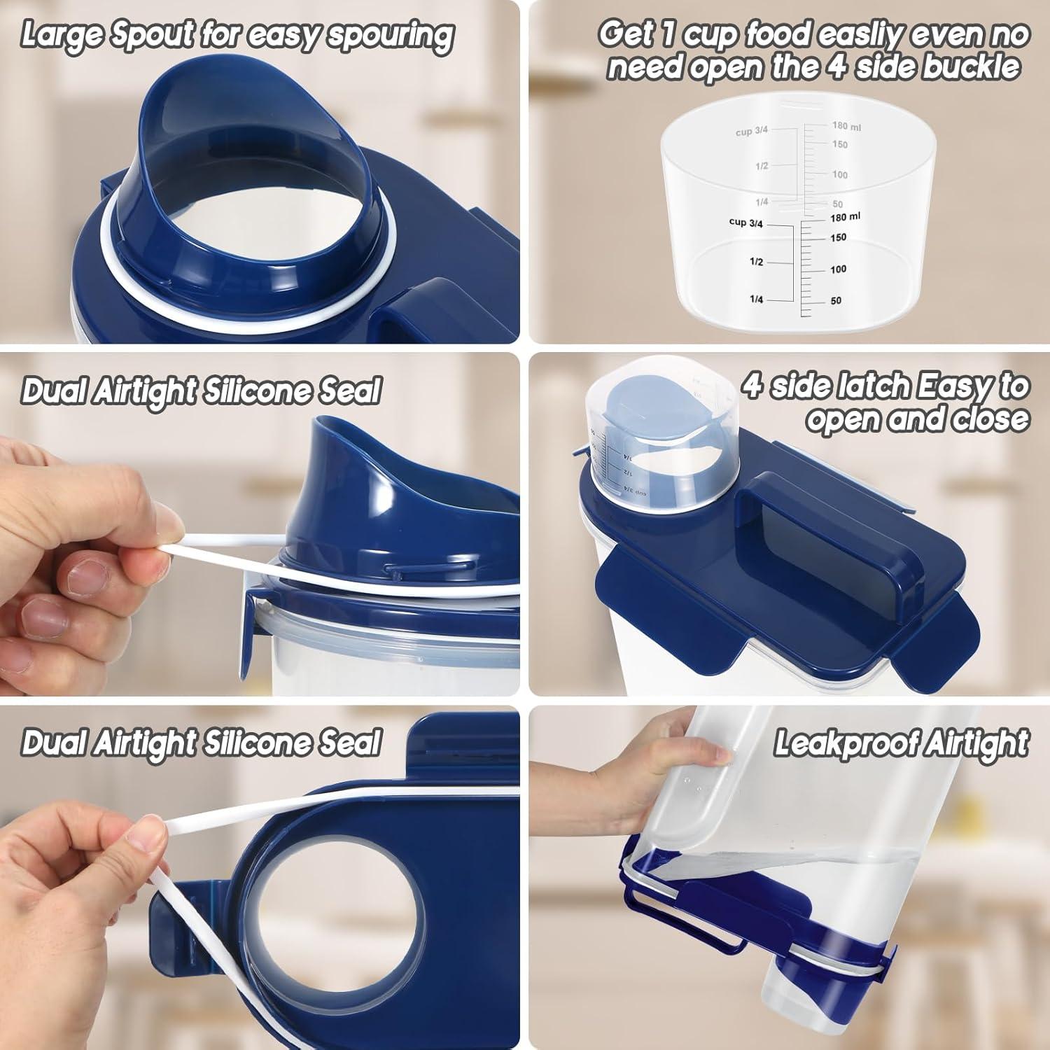 Contenedor Hermético de Comida para Mascotas 5L LEAWALK Azul