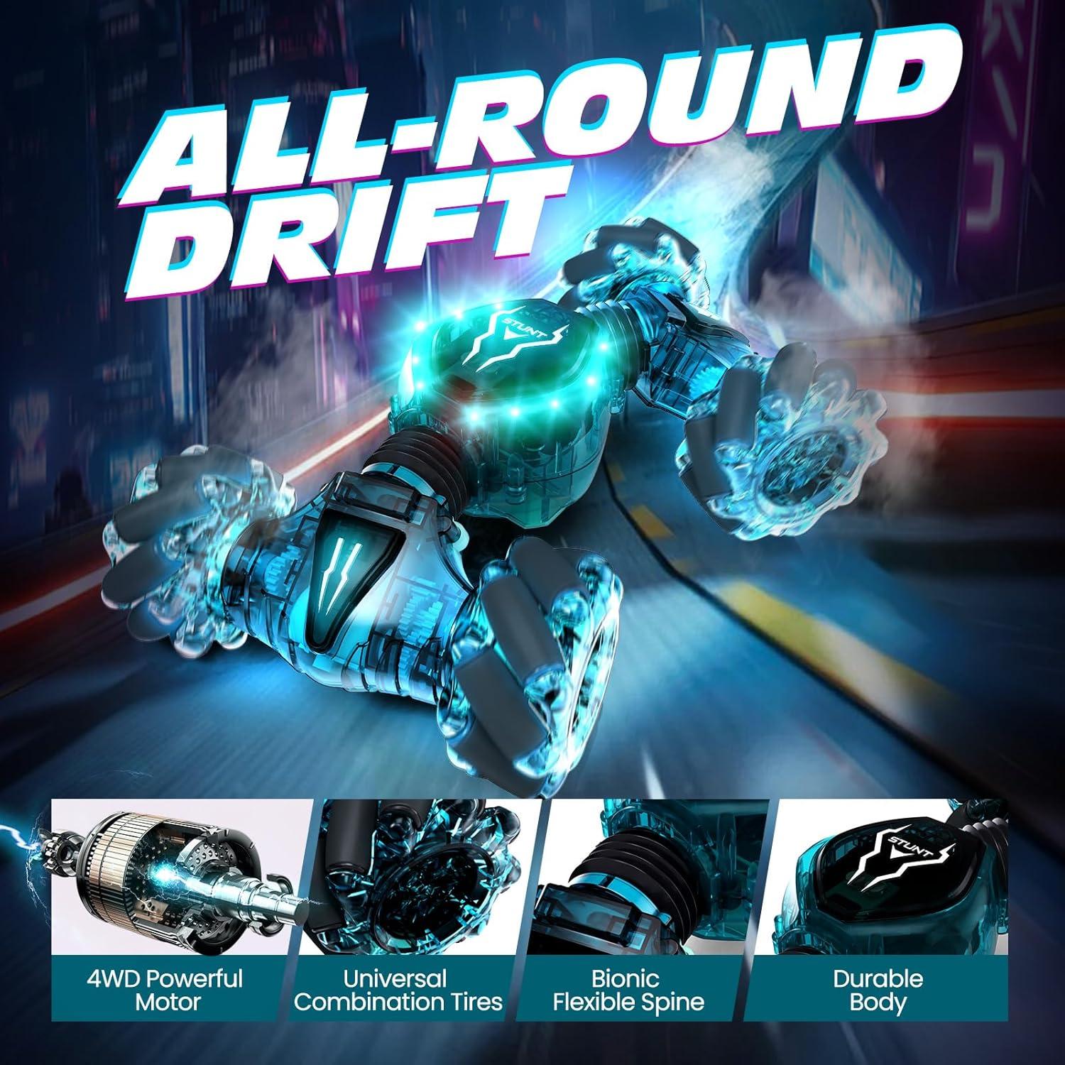 Coche RC Tecnock D8908 Acrobacias 4WD Verde 21x5.8cm