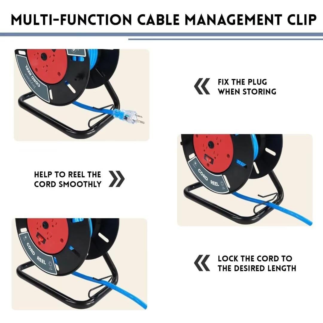 Carrete de Almacenamiento de Cables HeyYance 4 Salidas 10A Rojo