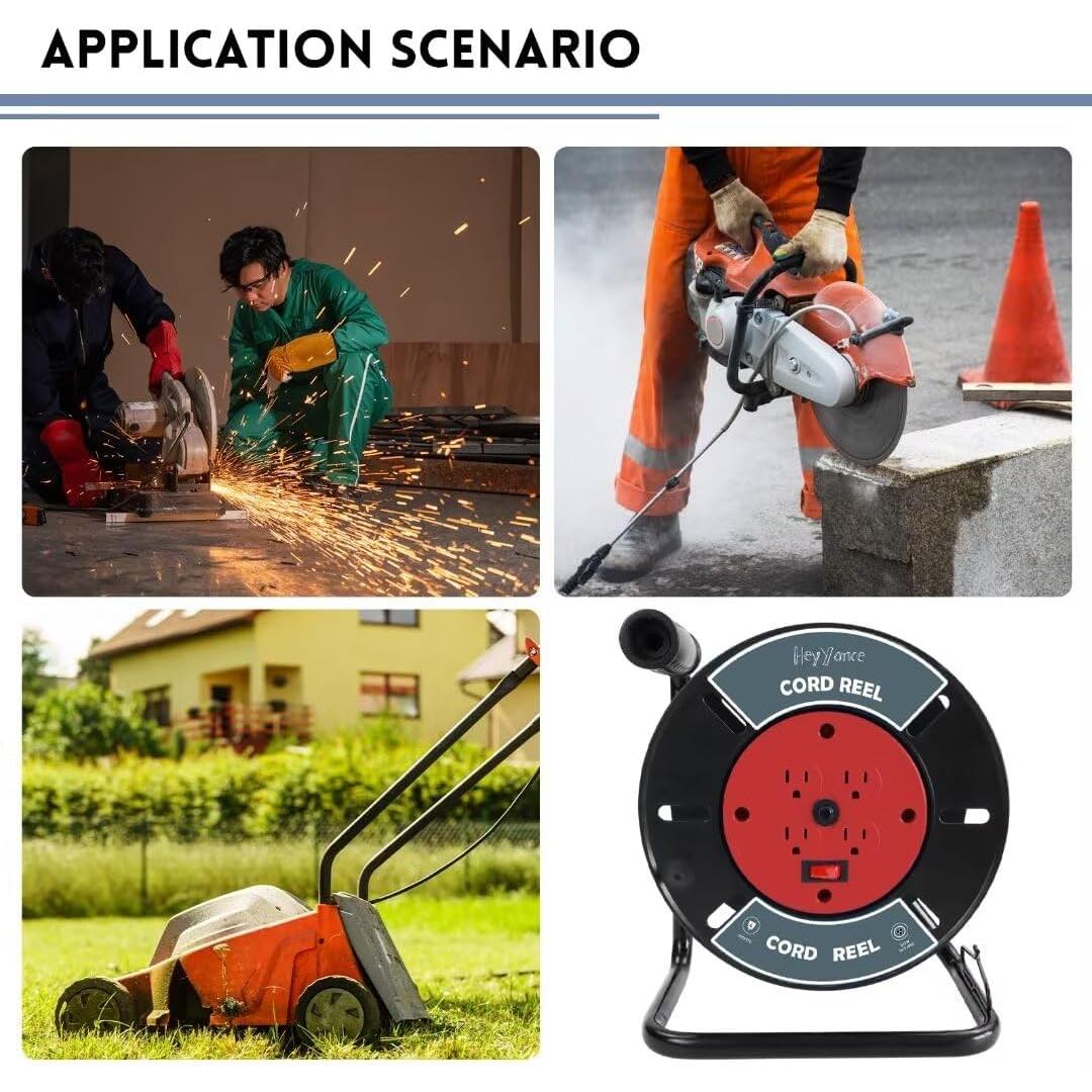 Carrete de Almacenamiento de Cables HeyYance 4 Salidas 10A Rojo