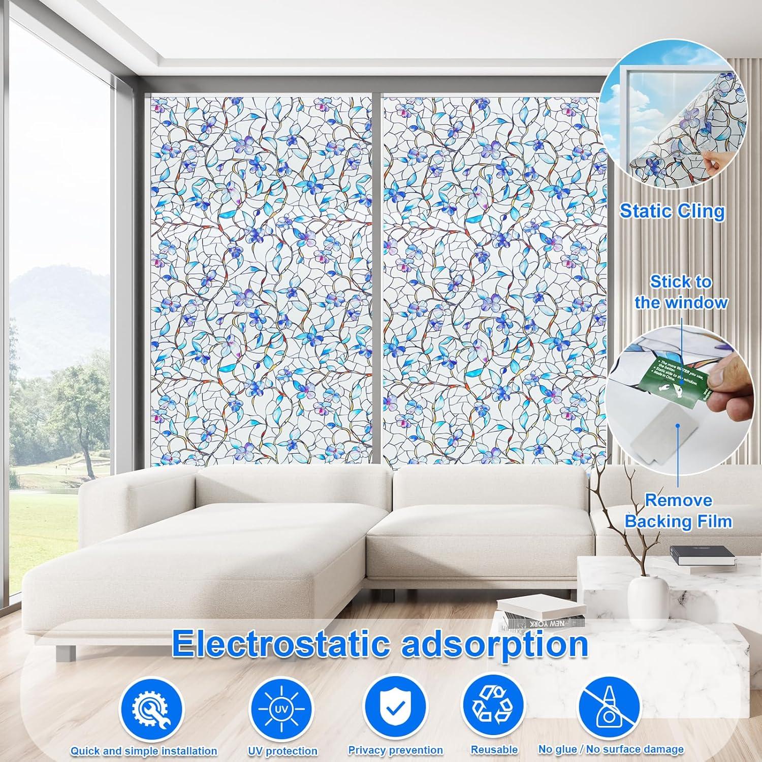 Película de Privacidad Esmerilada Somwise 44.5x199.4 cm Azul