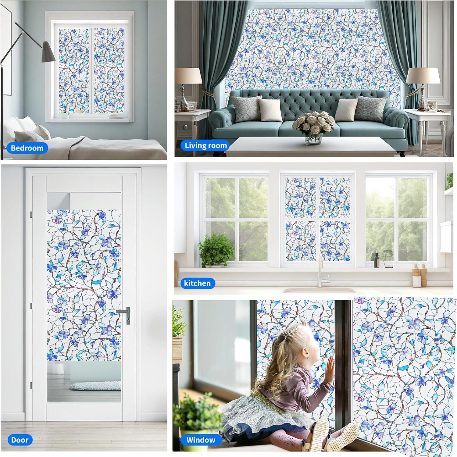 Película de Privacidad Esmerilada Somwise 44.5x199.4 cm Azul